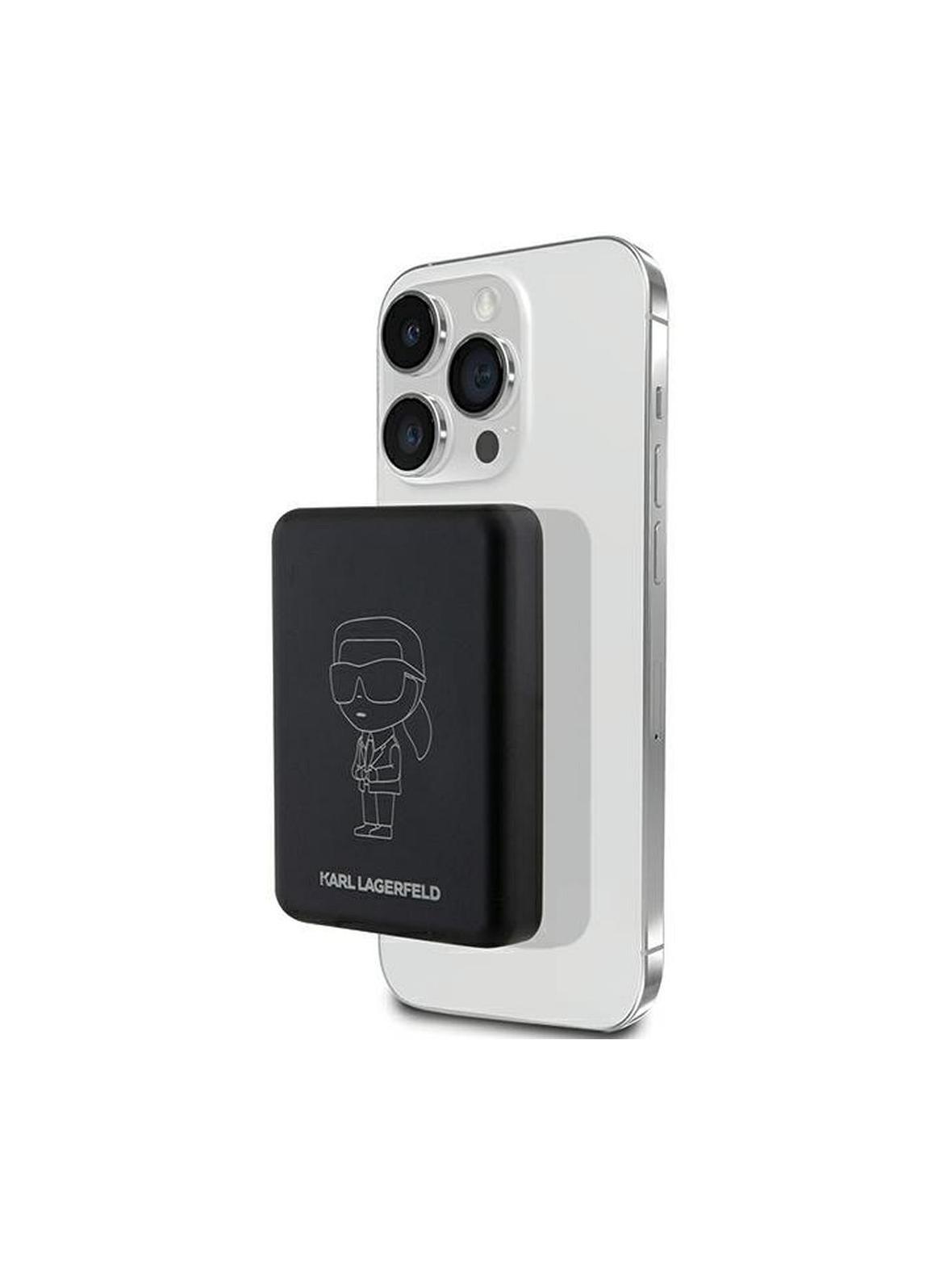 KARL LAGERFELD powerbank 5000 mAh z ładowaniem indukcyjnym kompatybilny z MagSafe 15W KLPBM5KIOTTGK czarny