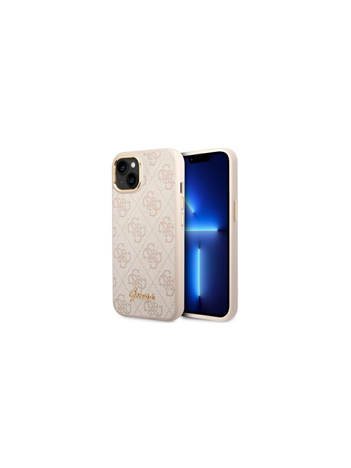 GUESS futerał do IPHONE 13 / 14 / 15 GUHCP14SHG4SHP (4G Vintage Gold Logo) różowy