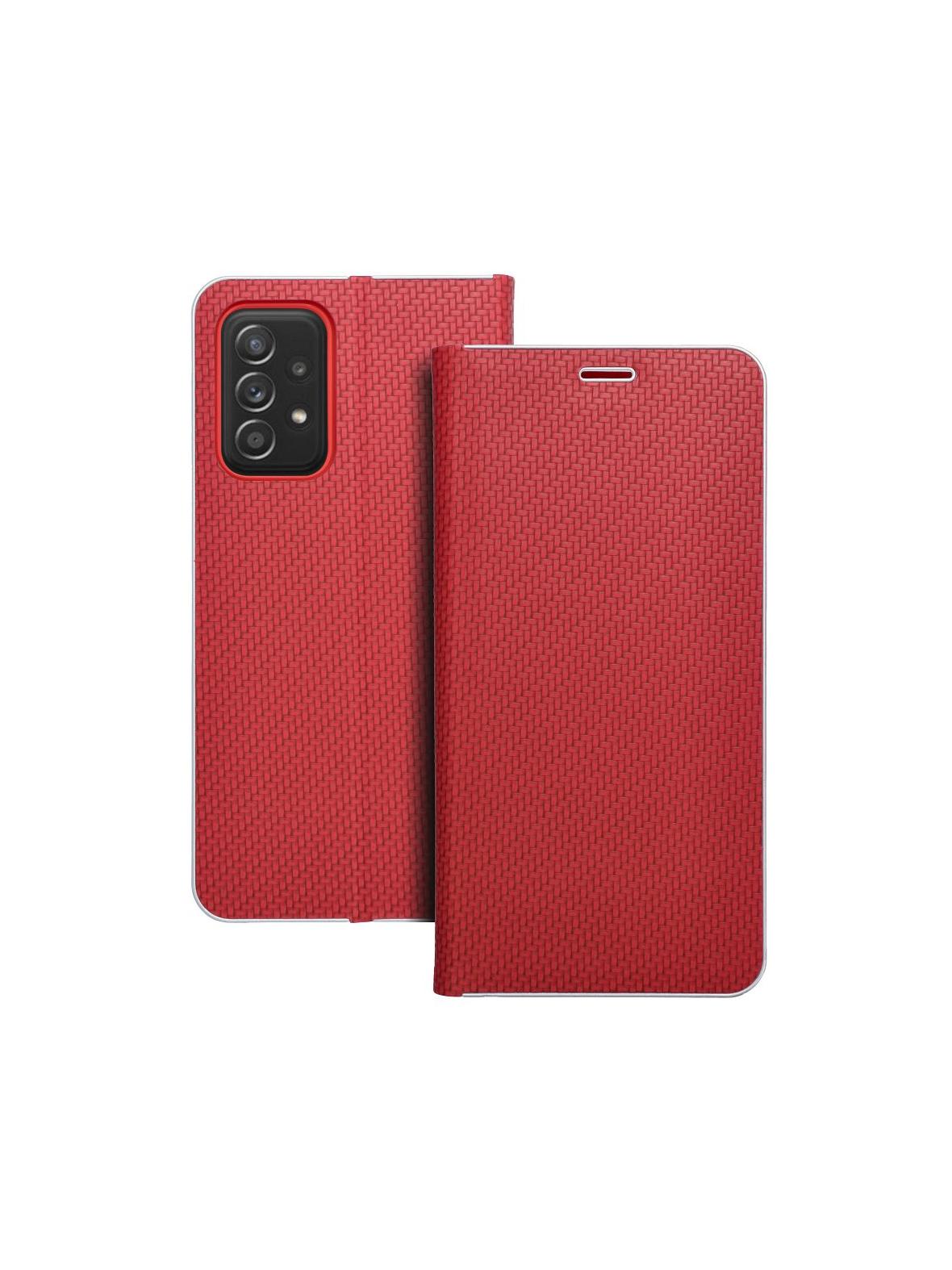 Kabura LUNA Book Carbon do SAMSUNG A52 5G / A52 LTE ( 4G ) / A52s 5G czerwony