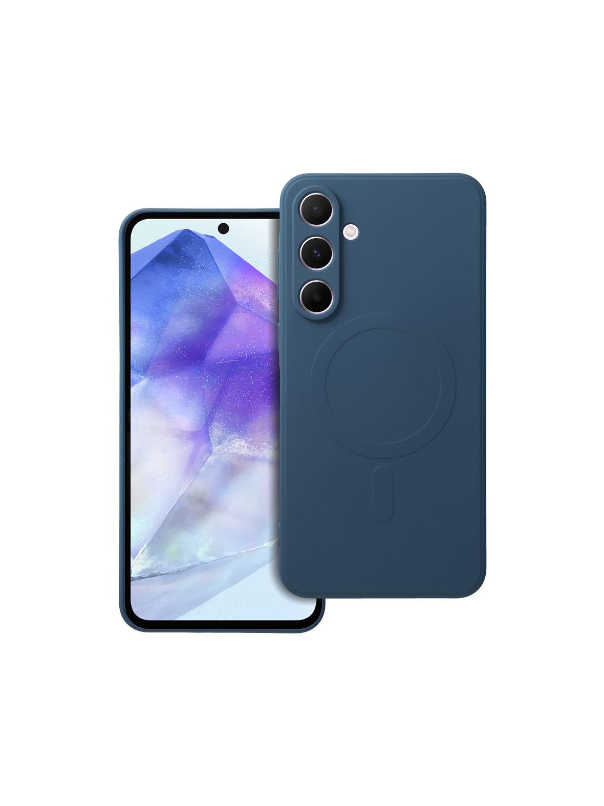 Futerał SILICONE MAG COVER kompatybilny z MagSafe do SAMSUNG A55 niebieski