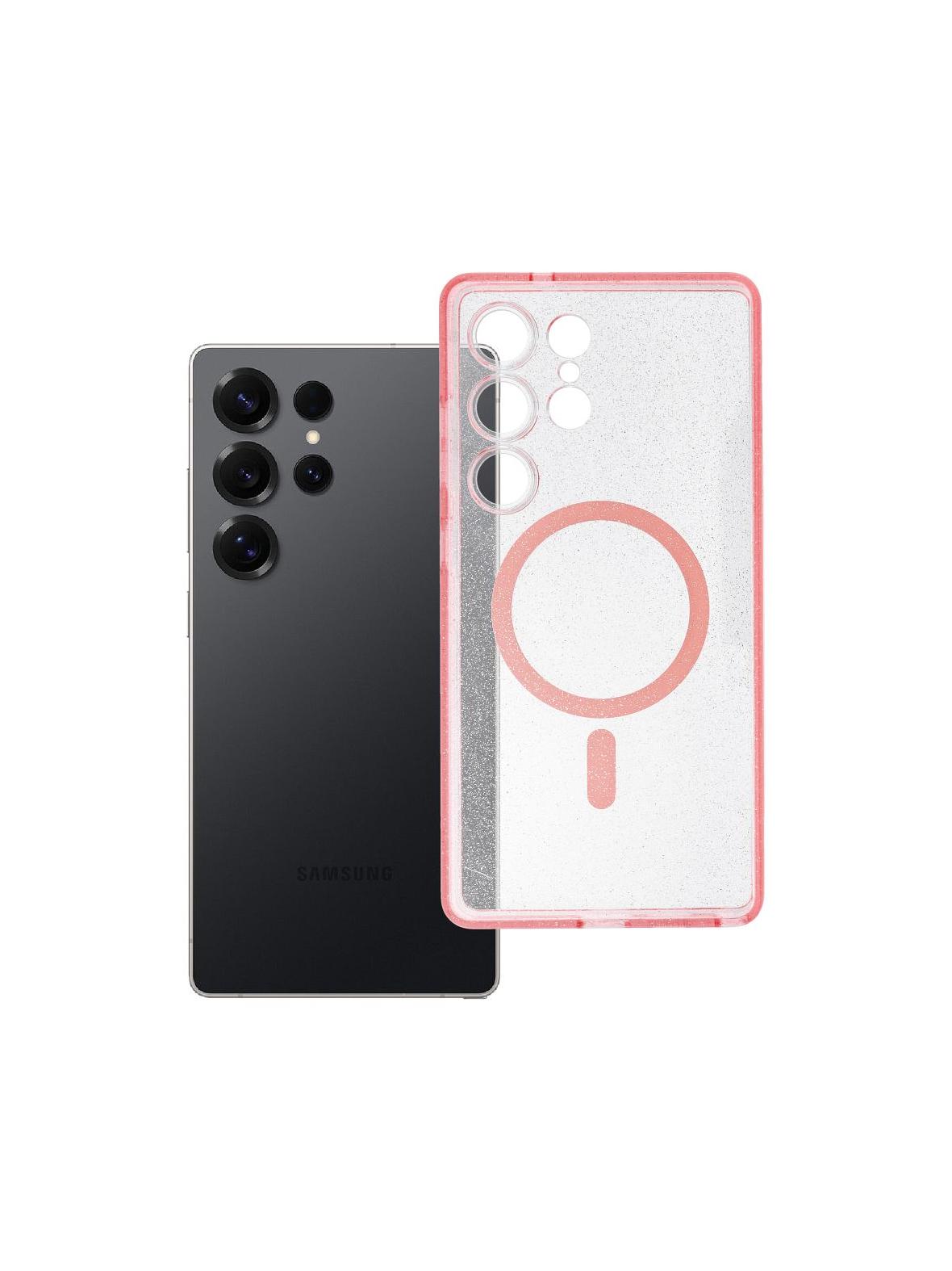 Futerał do Samsung S25 ULTRA Clear Mag Cover (STR) zgodny z MagSafe różowy glitter