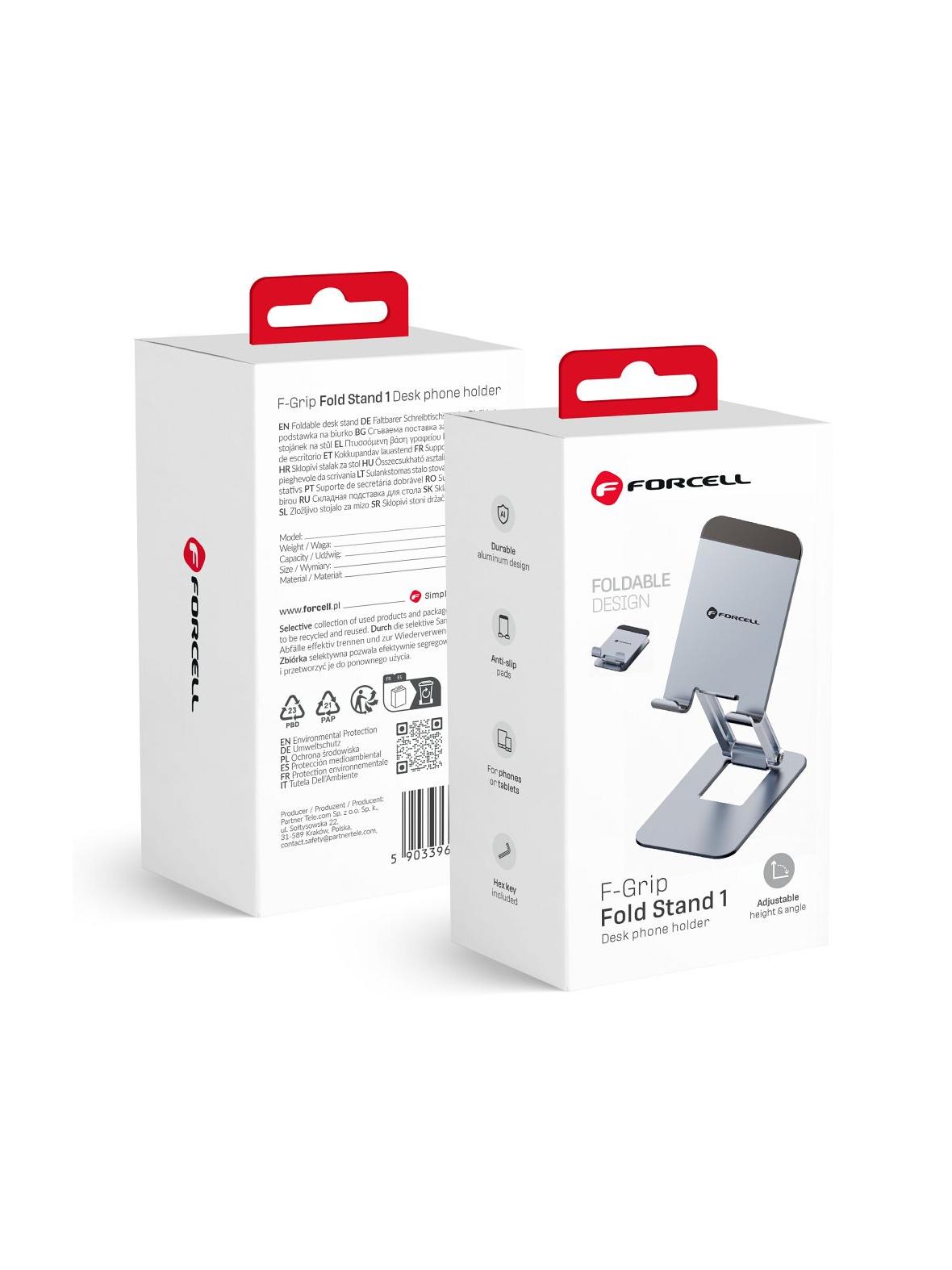 Uchwyt na telefon / tablet biurkowy składany Forcell F-Grip Fold Stand 1 szary