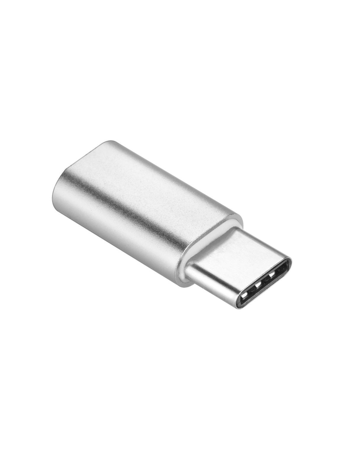 Adapter Micro USB (żeński) do Typ C (męski) [PA30] srebrny