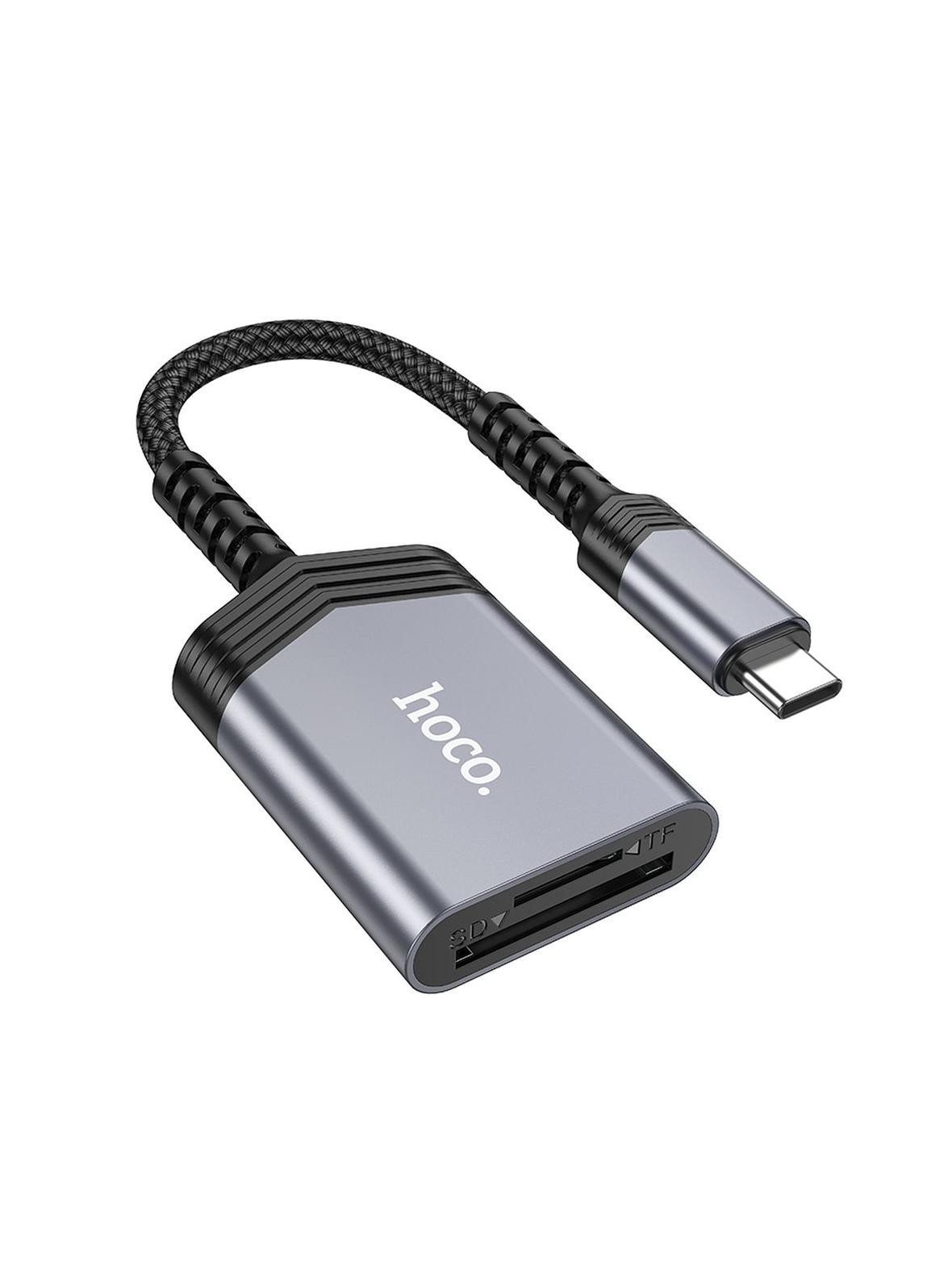Czytnik kart SD / TF Hoco USB C UA25 szary