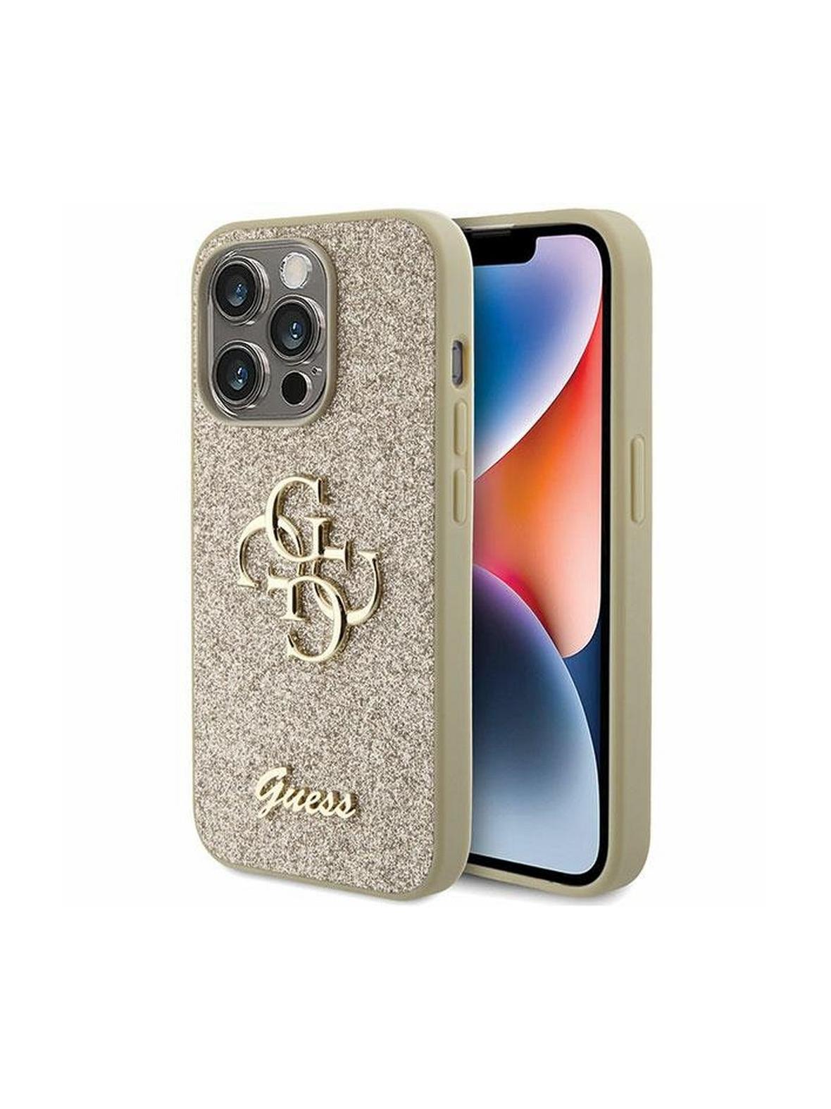 GUESS futerał do IPHONE 15 Pro Max GUHCP15XHG4SGD (Fixed Glitter Big 4G) złoty