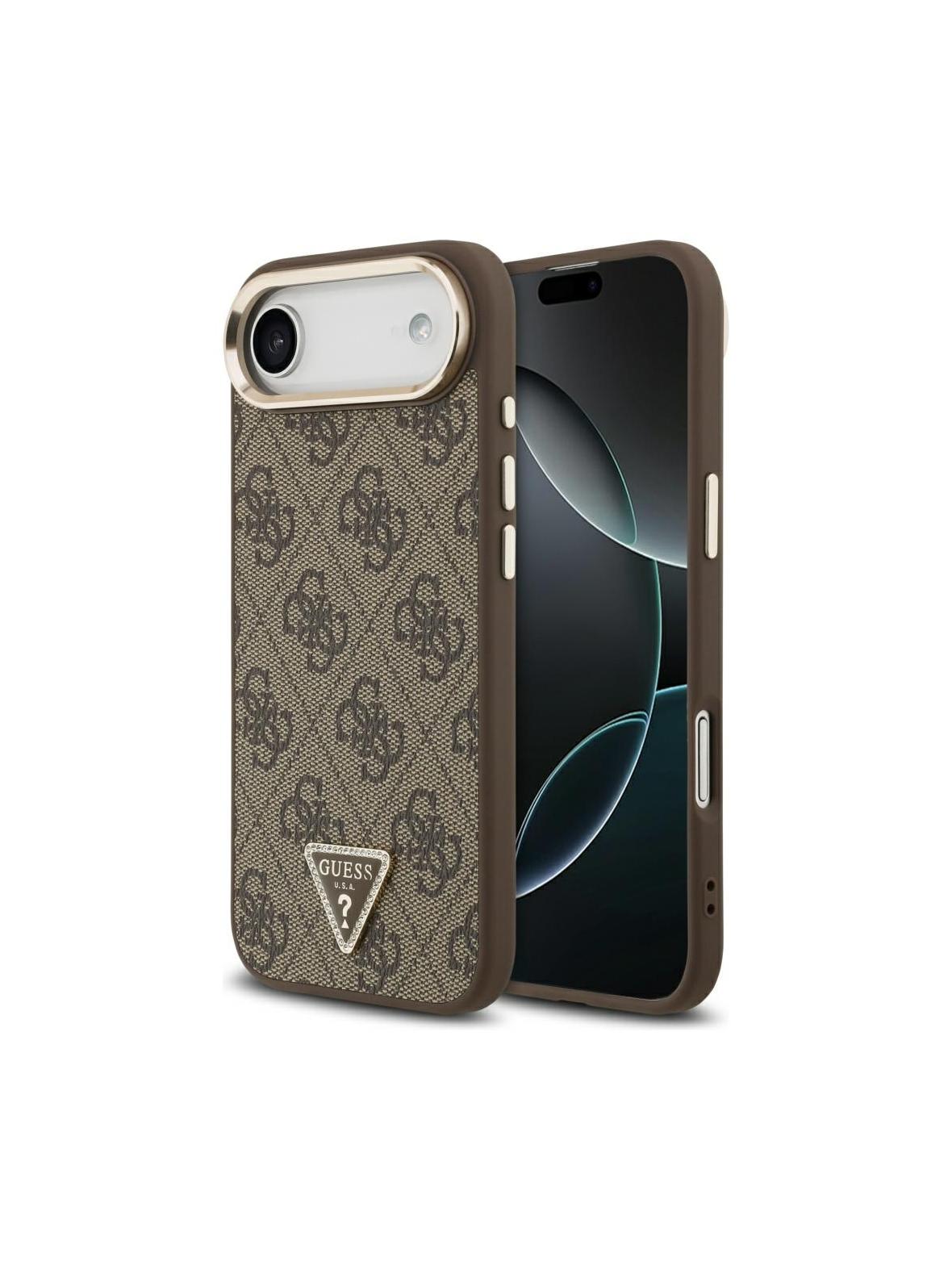 GUESS futerał do IPHONE 17 Air kompatybilny z MagSafe GUHMP17MP4GTDGMW (4G PU W/ Triangle Logo) złoto brązowy