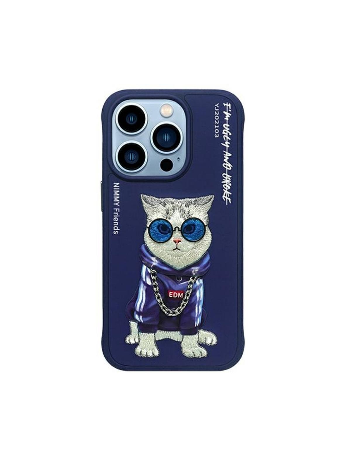NIMMY futerał GLASSES COOL CAT do IPHONE 15 Pro niebieski