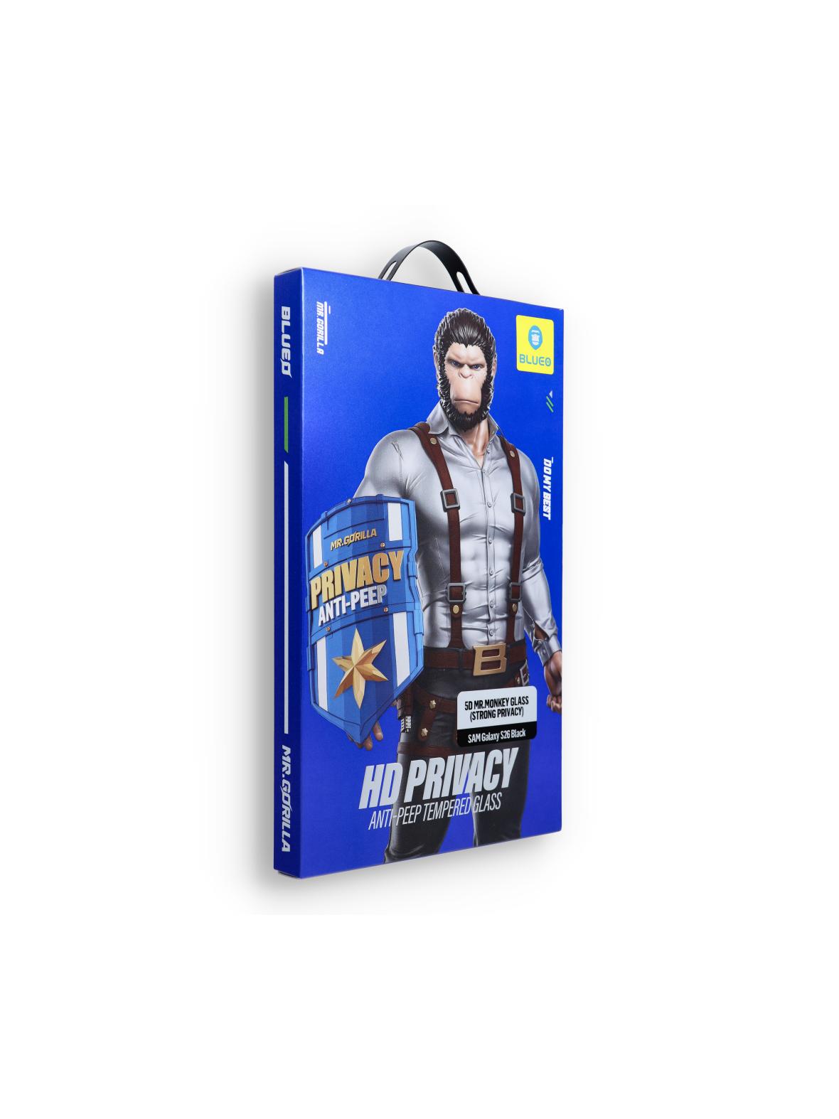 Szkło Hartowane 5D Mr. Monkey Glass - do Samsung Galaxy S26 czarny (Strong Privacy)