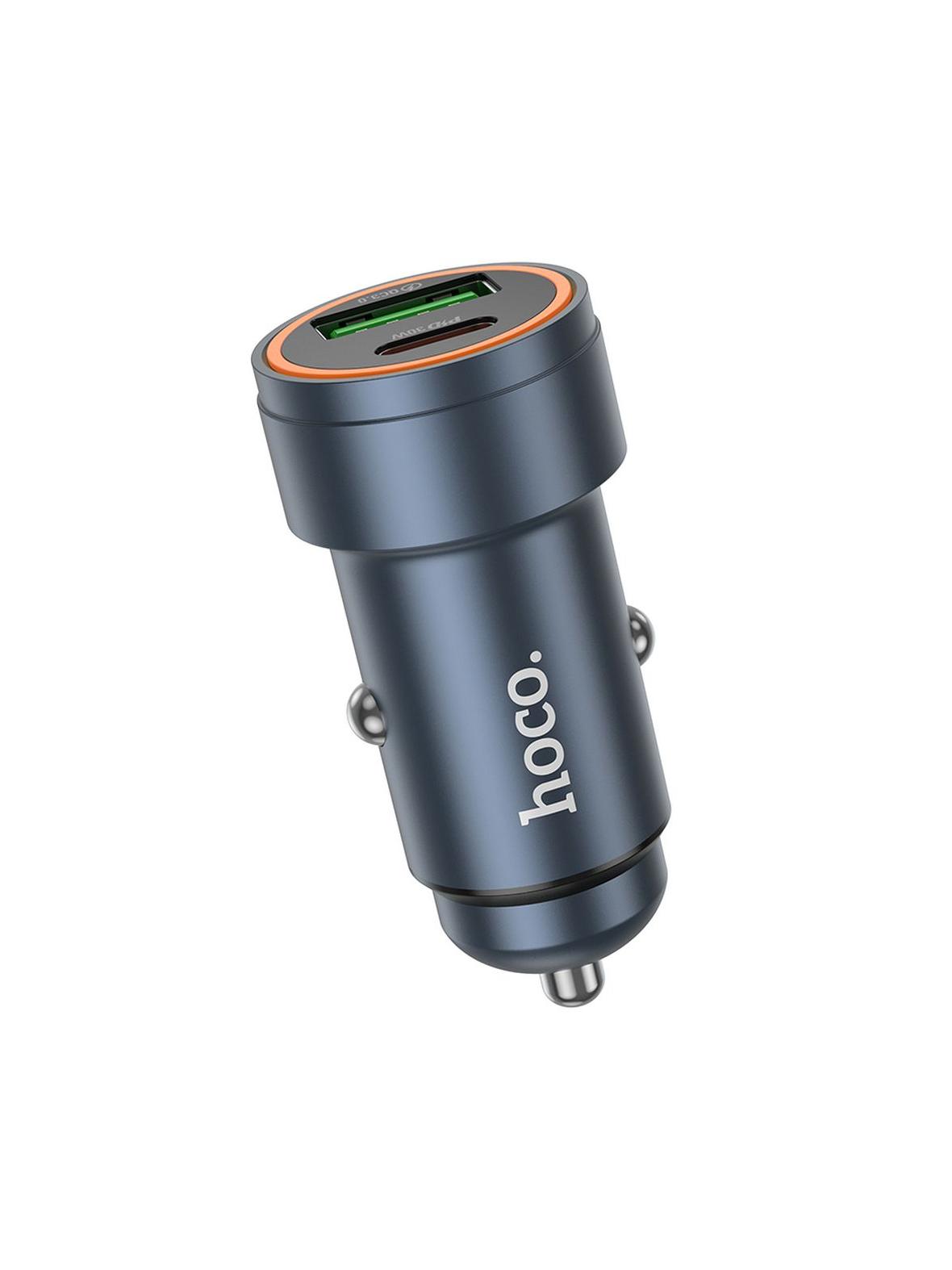 Ładowarka samochodowa Hoco USB A + USB C QC3.0 PD 3A 30W Z57A szara
