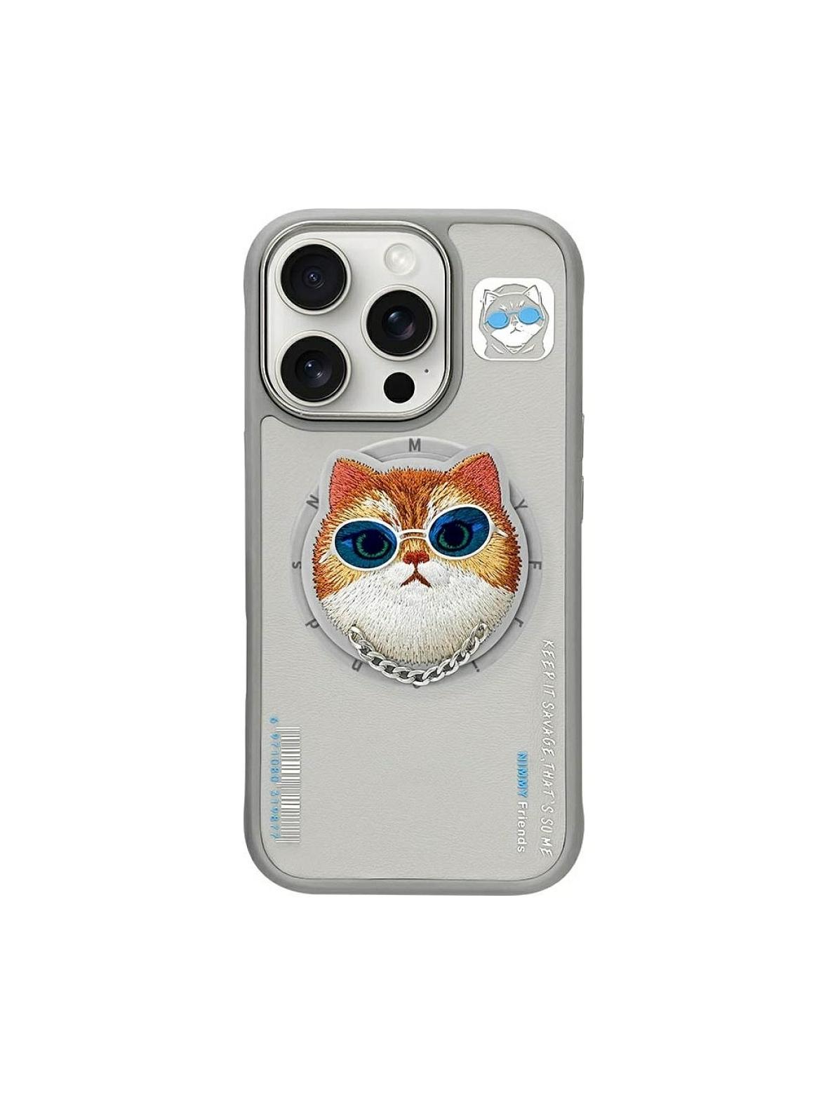 NIMMY futerał GLASSES COOL CAT kompatybilny z MagSafe do IPHONE 16 Pro szary