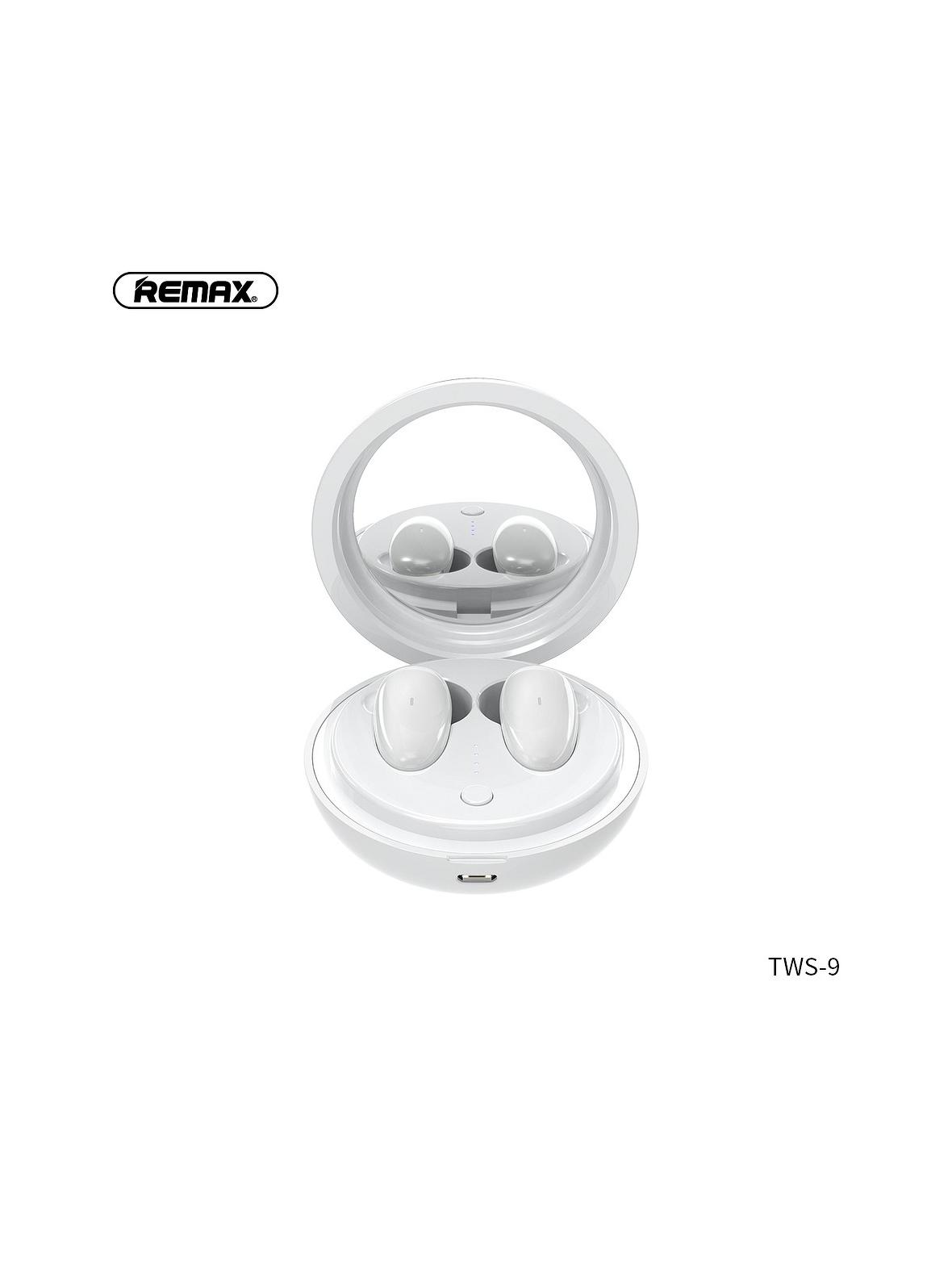 REMAX słuchawki bezprzewodowe bluetooth TWS-9 ze stacją dokującą i lusterkiem białe