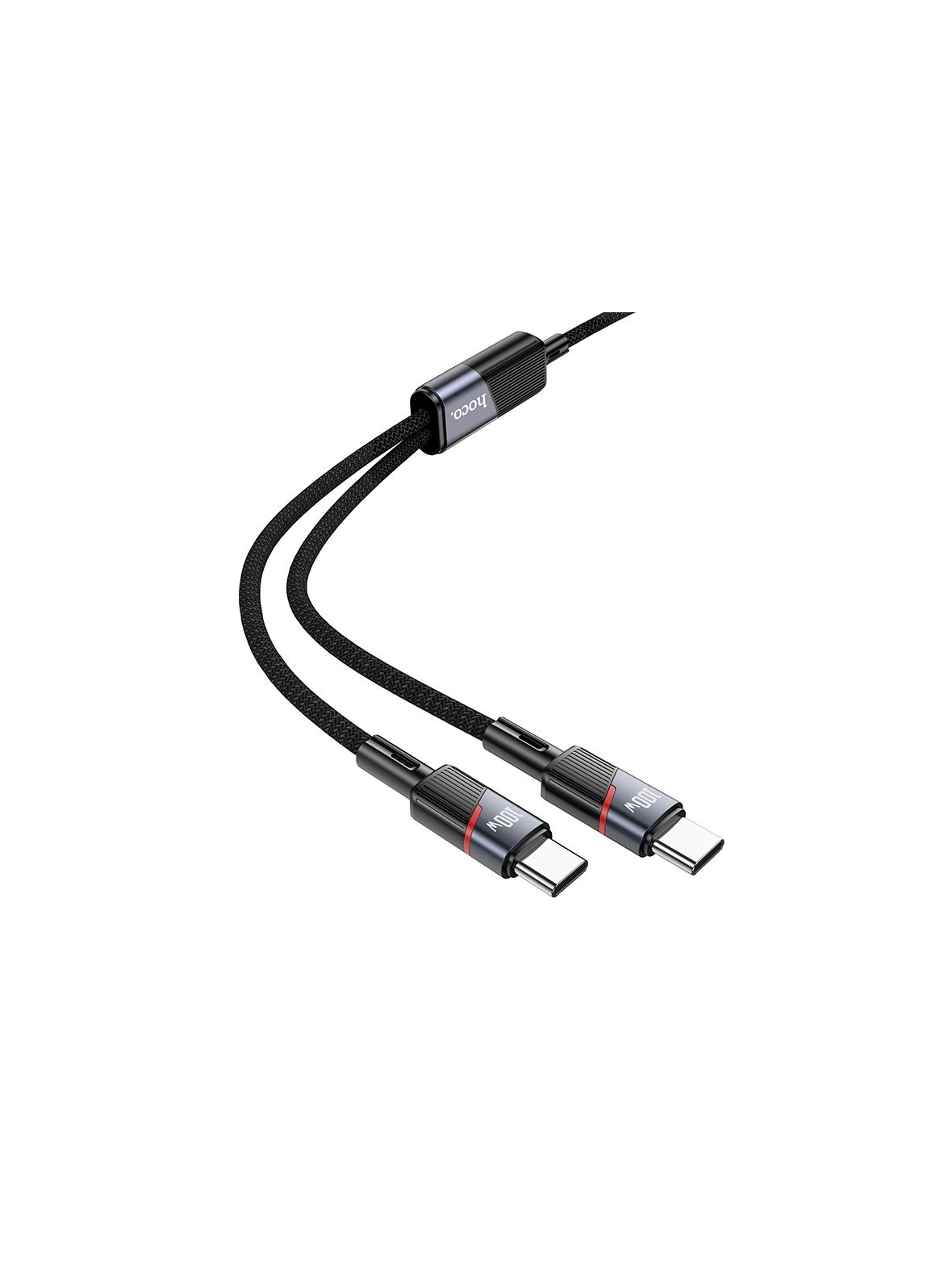 Kabel 2w1 USB C do USB C / USB C Hoco 5A 100W 1,2 m U139 czarny