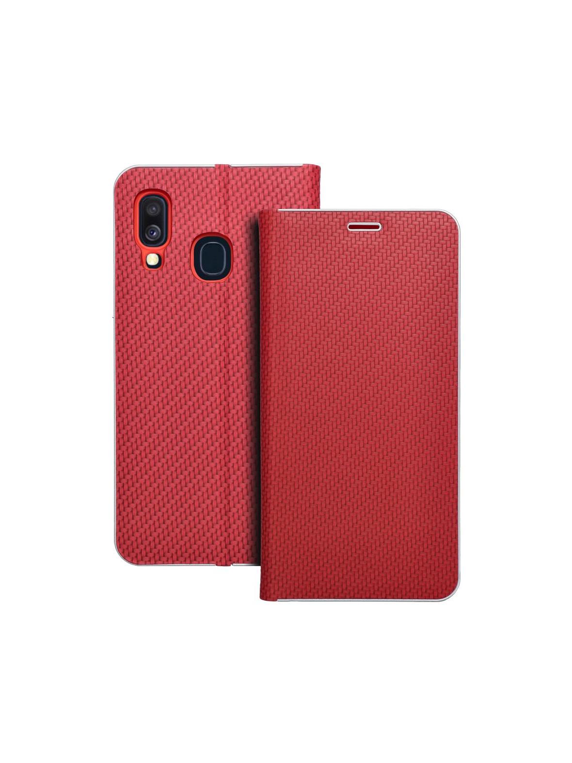 Kabura LUNA Book Carbon do SAMSUNG A40 czerwony