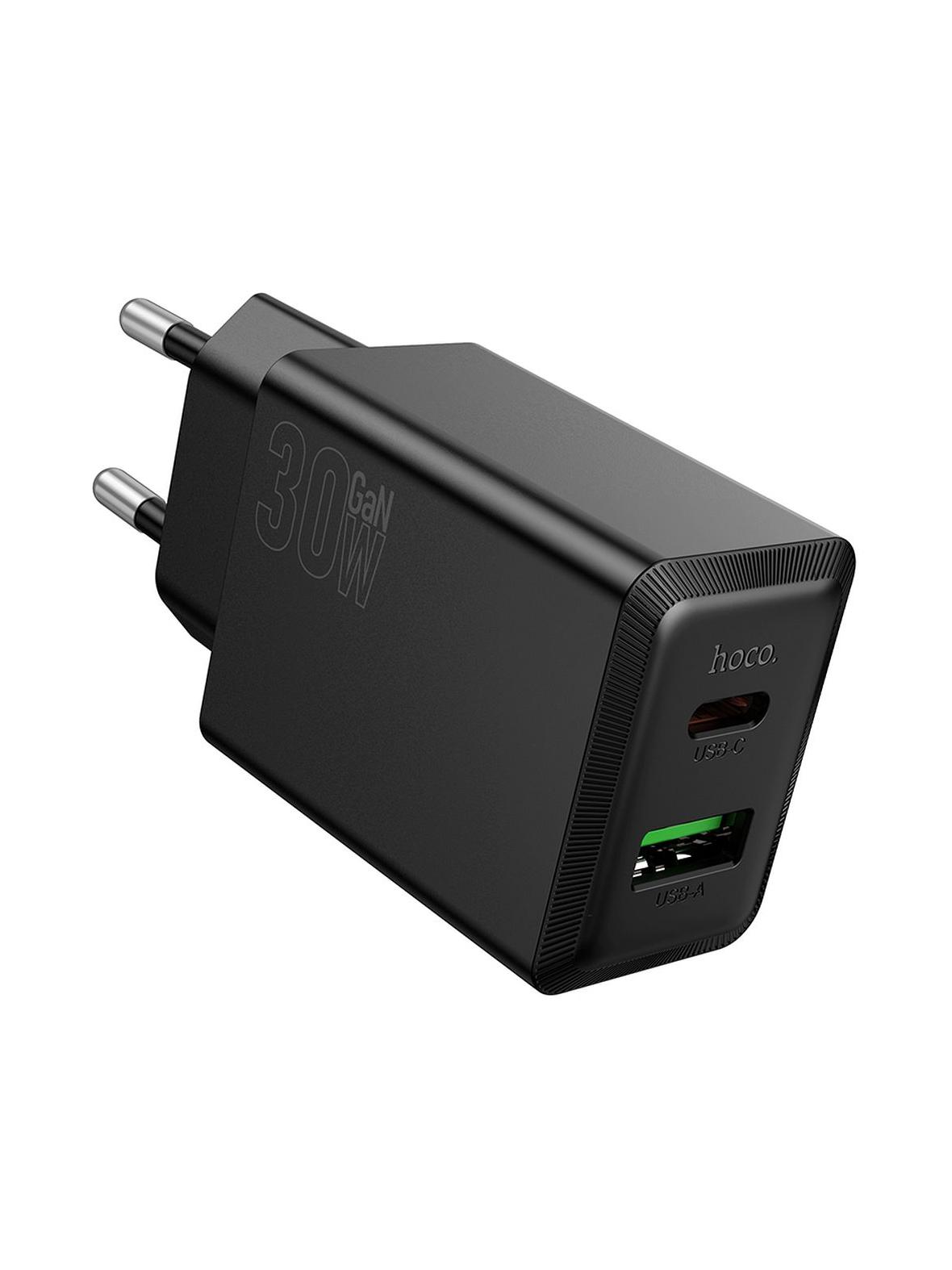 Ładowarka sieciowa do telefonu Hoco USB A + USB C QC3.0 PD AFC 3A 30W N71 czarna