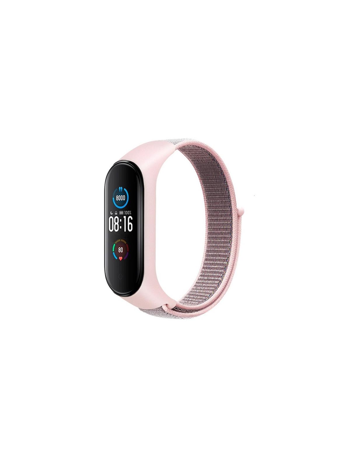 Pasek nylonowy do XIAOMI Mi Band 5 / 6 / 7 różowa (07)