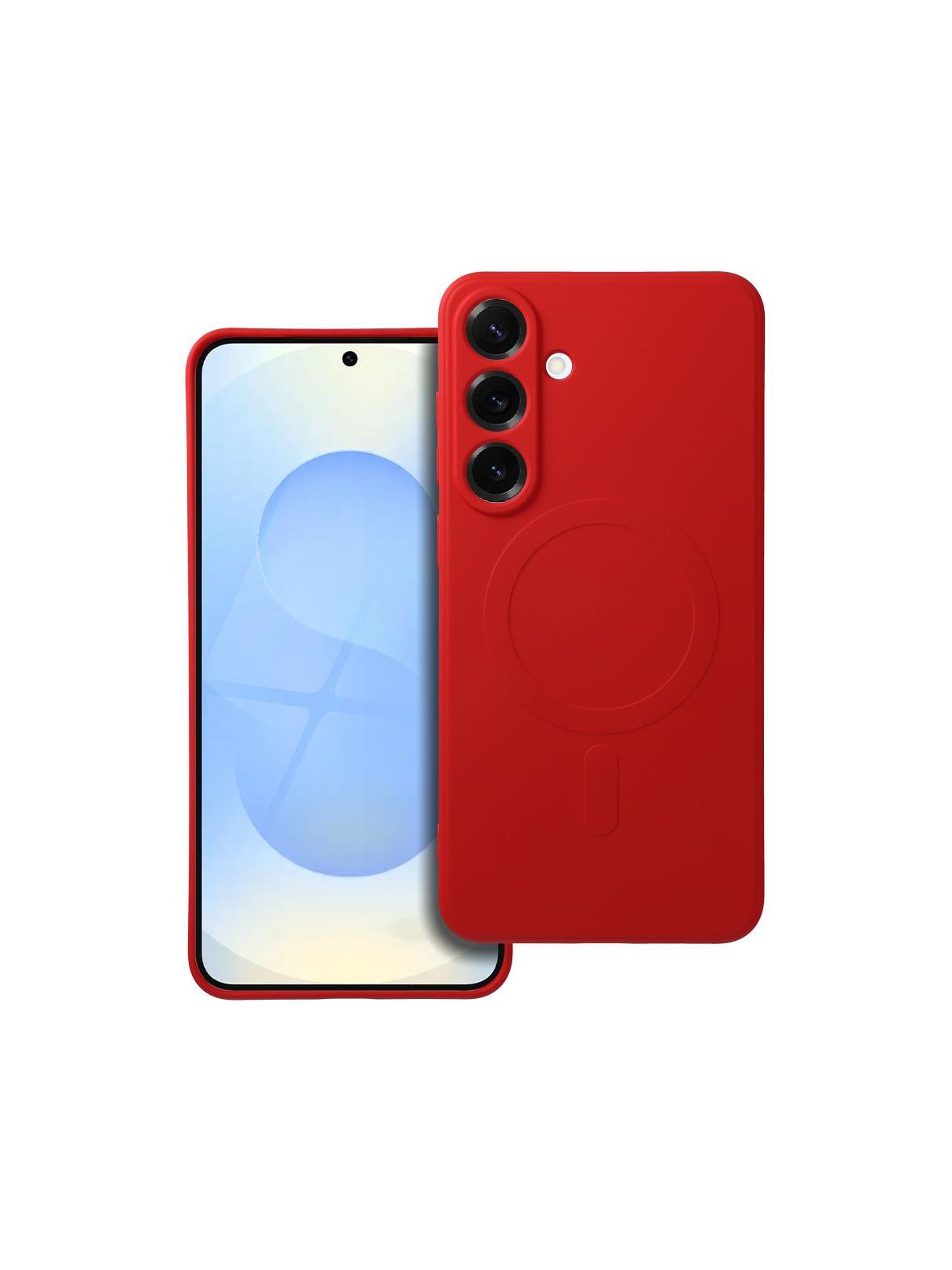 Futerał SILICONE MAG COVER kompatybilny z MagSafe do SAMSUNG S25 Plus czerwony