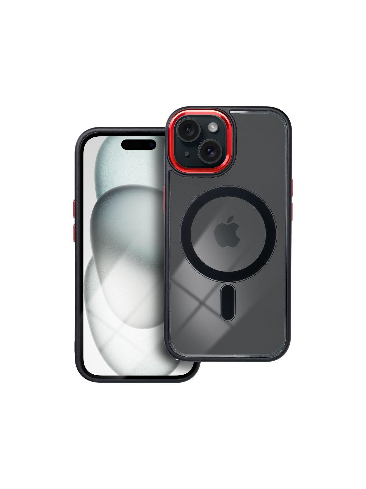 Futerał COLOR EDGE MAG COVER kompatybilny z MagSafe do IPHONE 15 czarno czerwony
