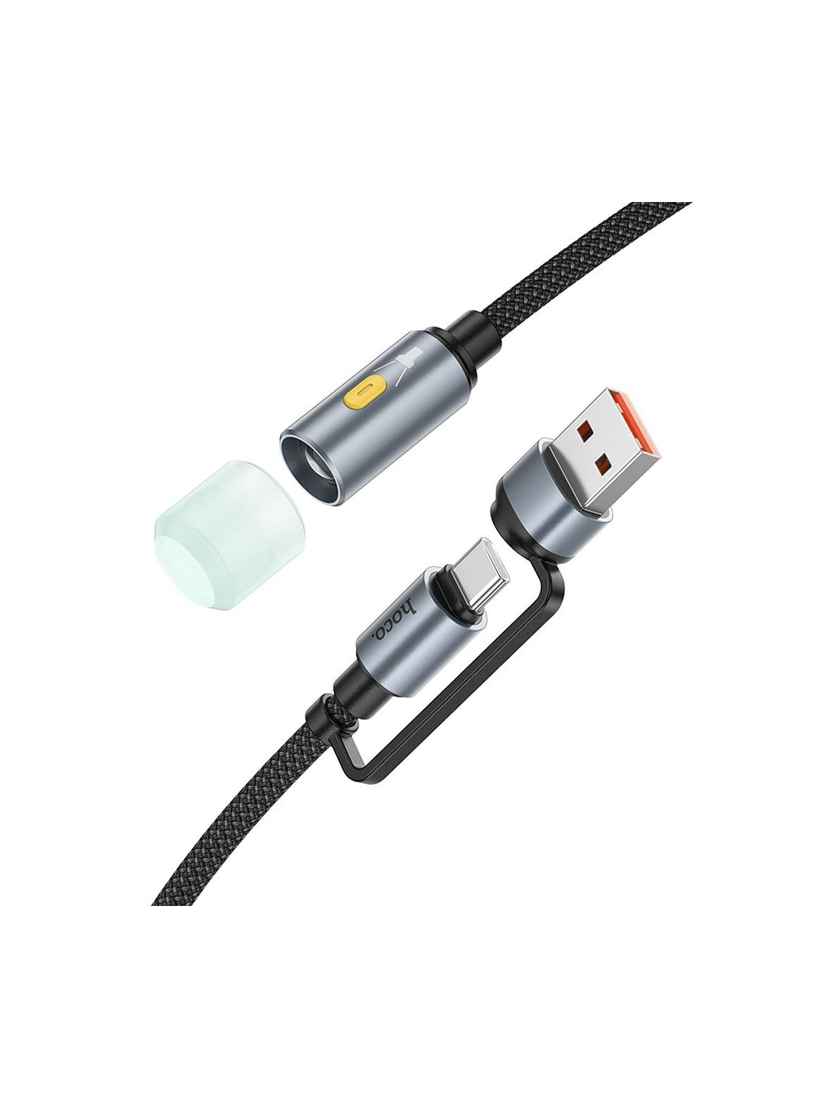 Kabel USB A / USB C do LED light Hoco 0,3 m UA38C czarny