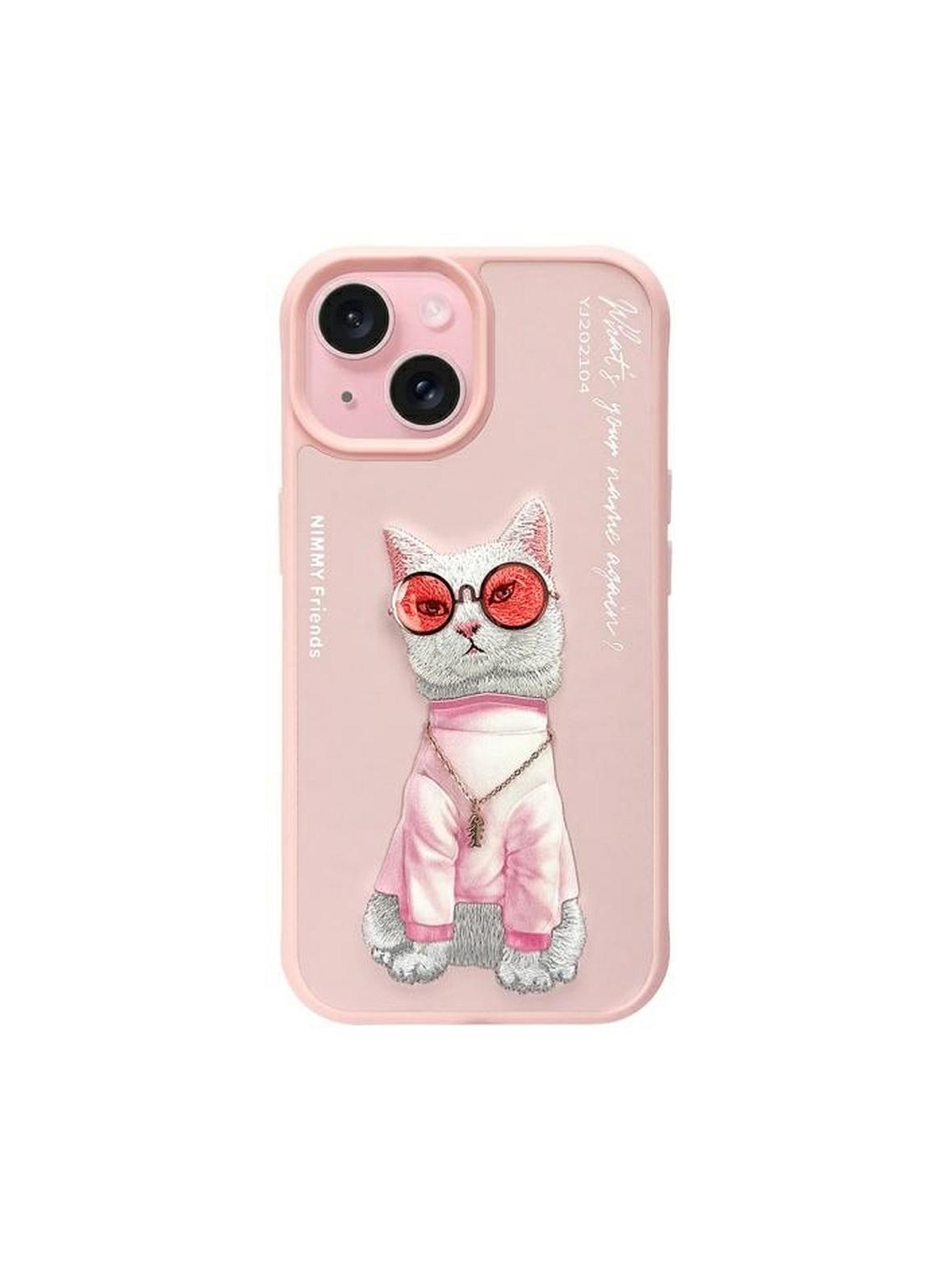 NIMMY futerał GLASSES COOL CAT do IPHONE 15 różowy