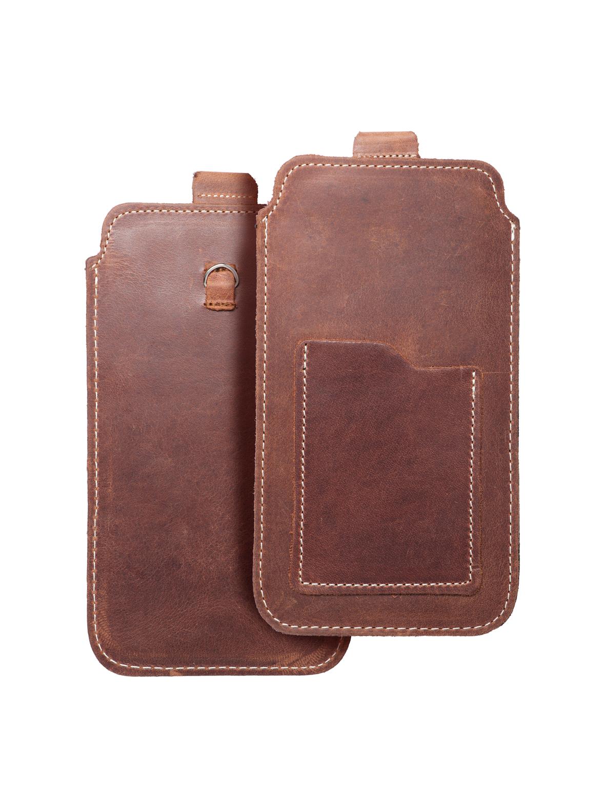 Skórzany futerał uniwersalny / wsuwka z pull-up - ROYAL Crazy Horse / brązowy - Rozmiar 2XL+wide - SAMSUNG A12 / NOTE 9 / XIAOMI REDMI NOTE 10 PRO