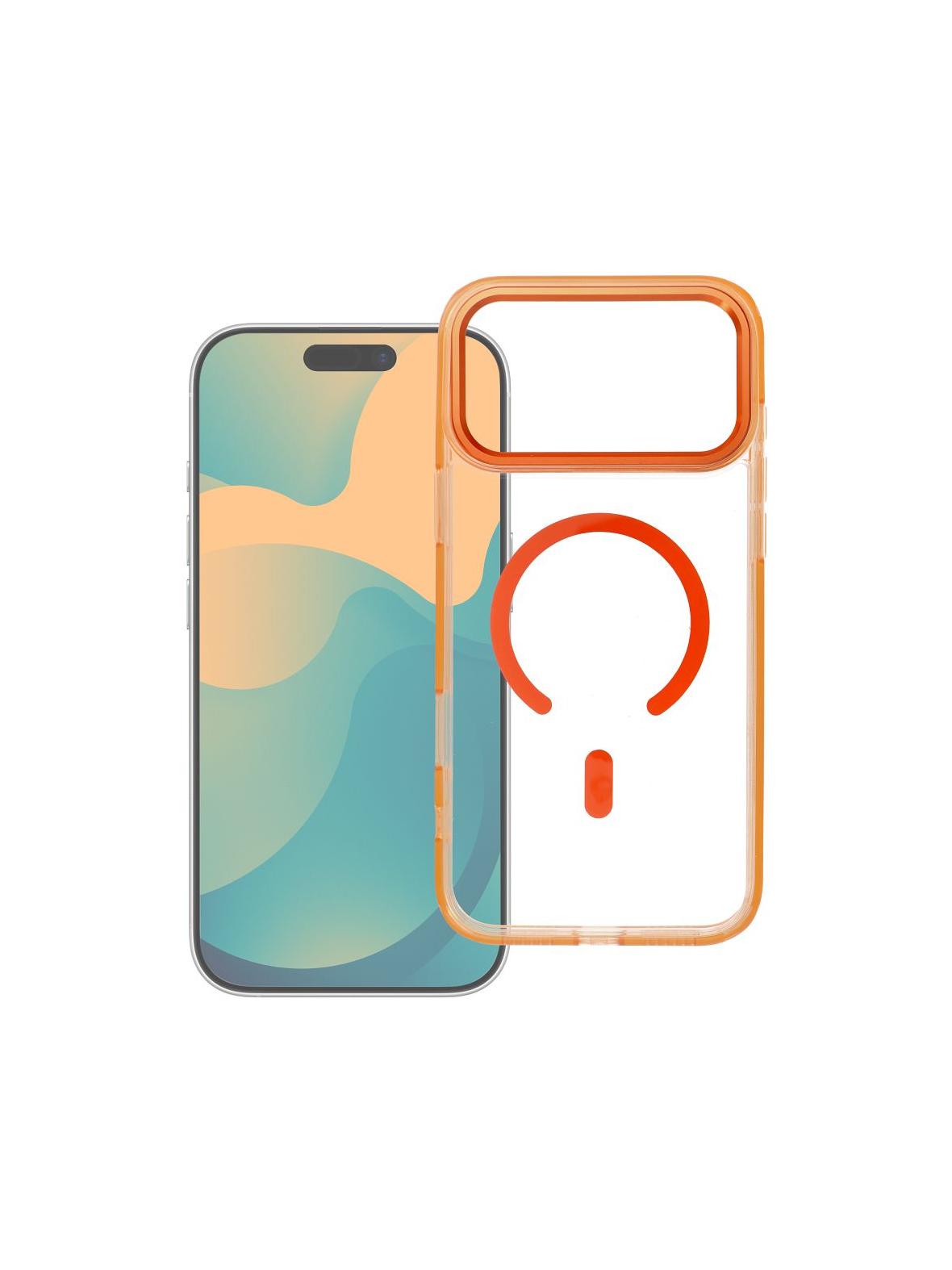 Futerał FRAME CLEAR HYBRID MAG COVER kompatybilny z MagSafe do IPHONE 17 Pro Max pomarańczowy