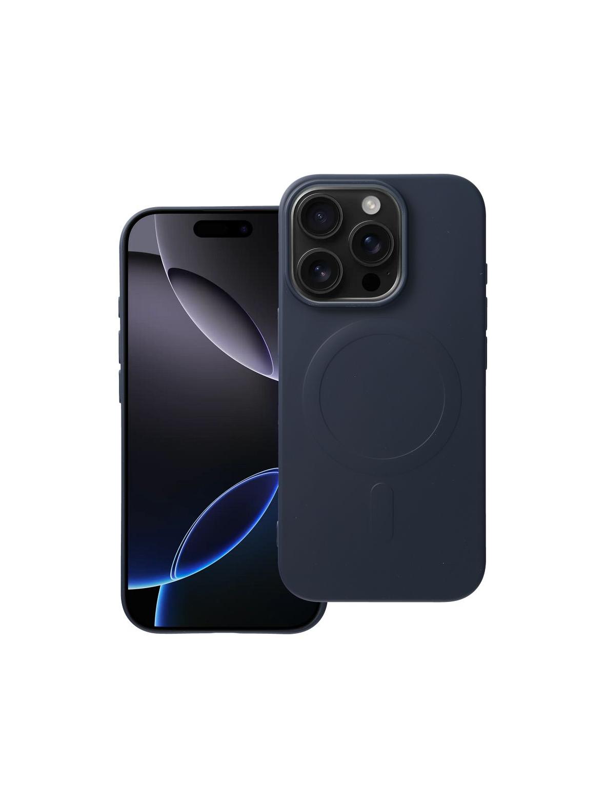 Futerał SILICONE MAG COVER (big hole) kompatybilny z MagSafe do IPHONE 16 Pro tytanowy niebieski