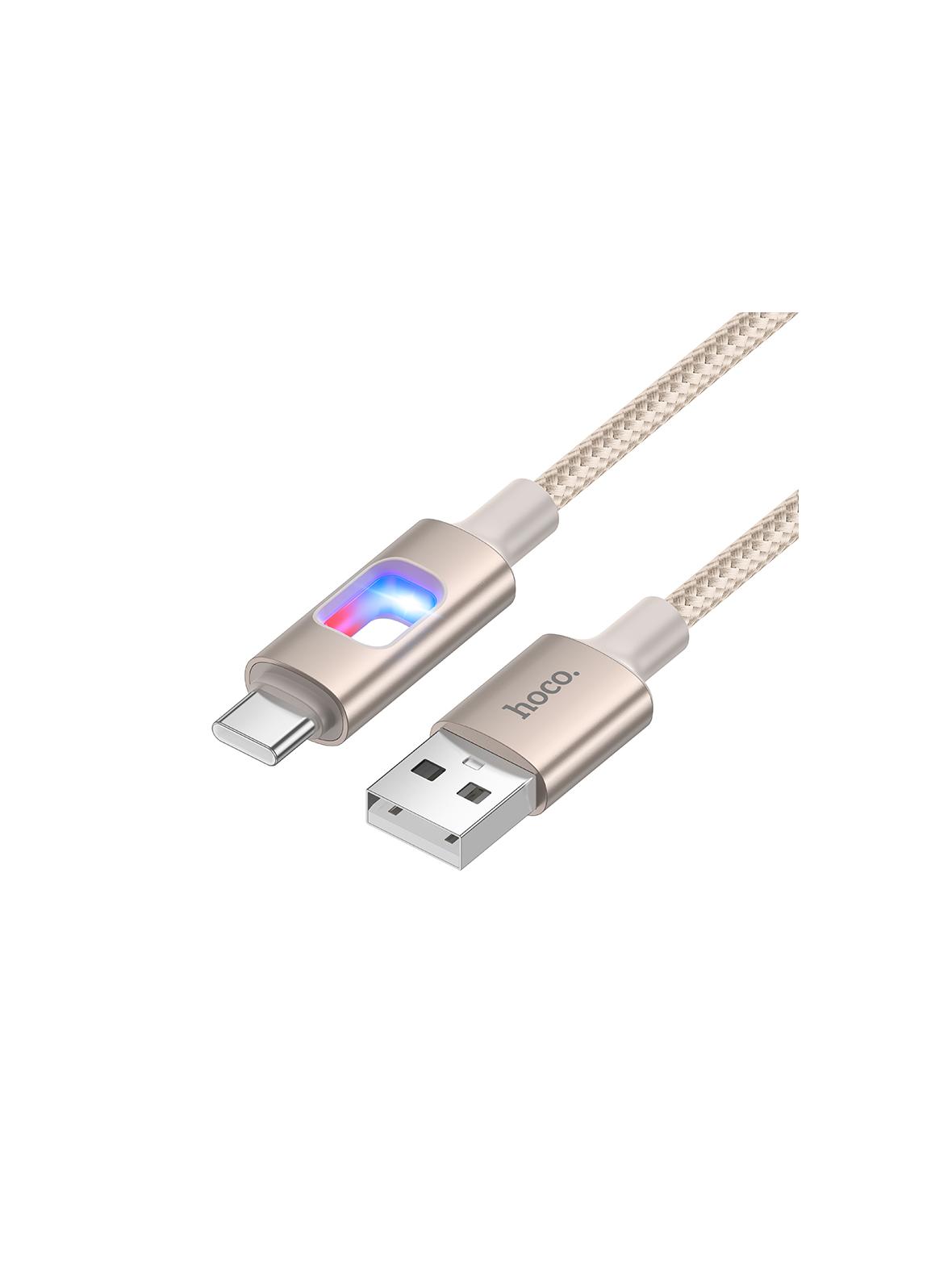 Kabel USB z diodami LED USB A do USB C Hoco 3A 1,2 m U144 biały