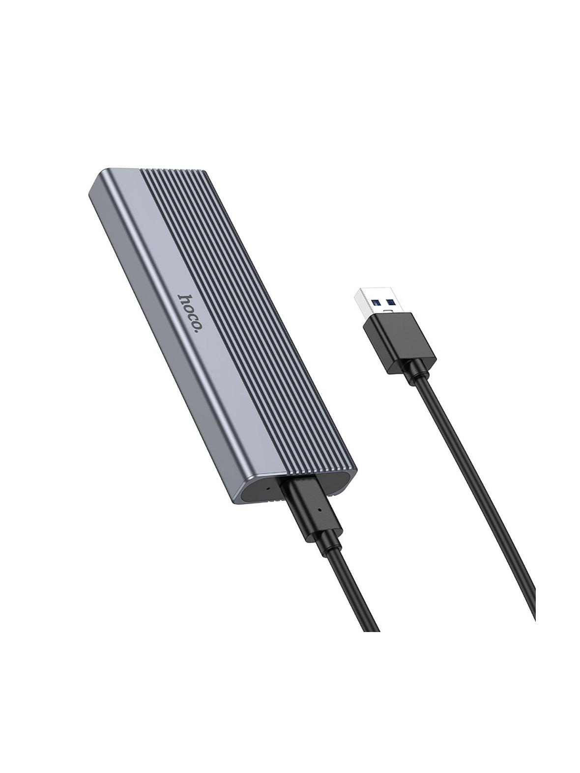 Obudowa do dysków Hoco SSD M.2 SATA M key B+M key do 4TB USB A USB3.2 / 6GBps HB47 szary