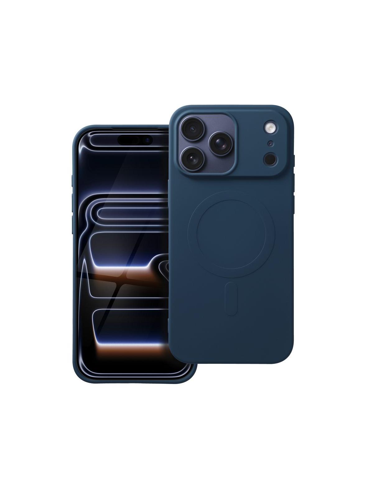 Futerał SILICONE MAG COVER (big hole) kompatybilny z MagSafe do IPHONE 17 Pro Max niebieski