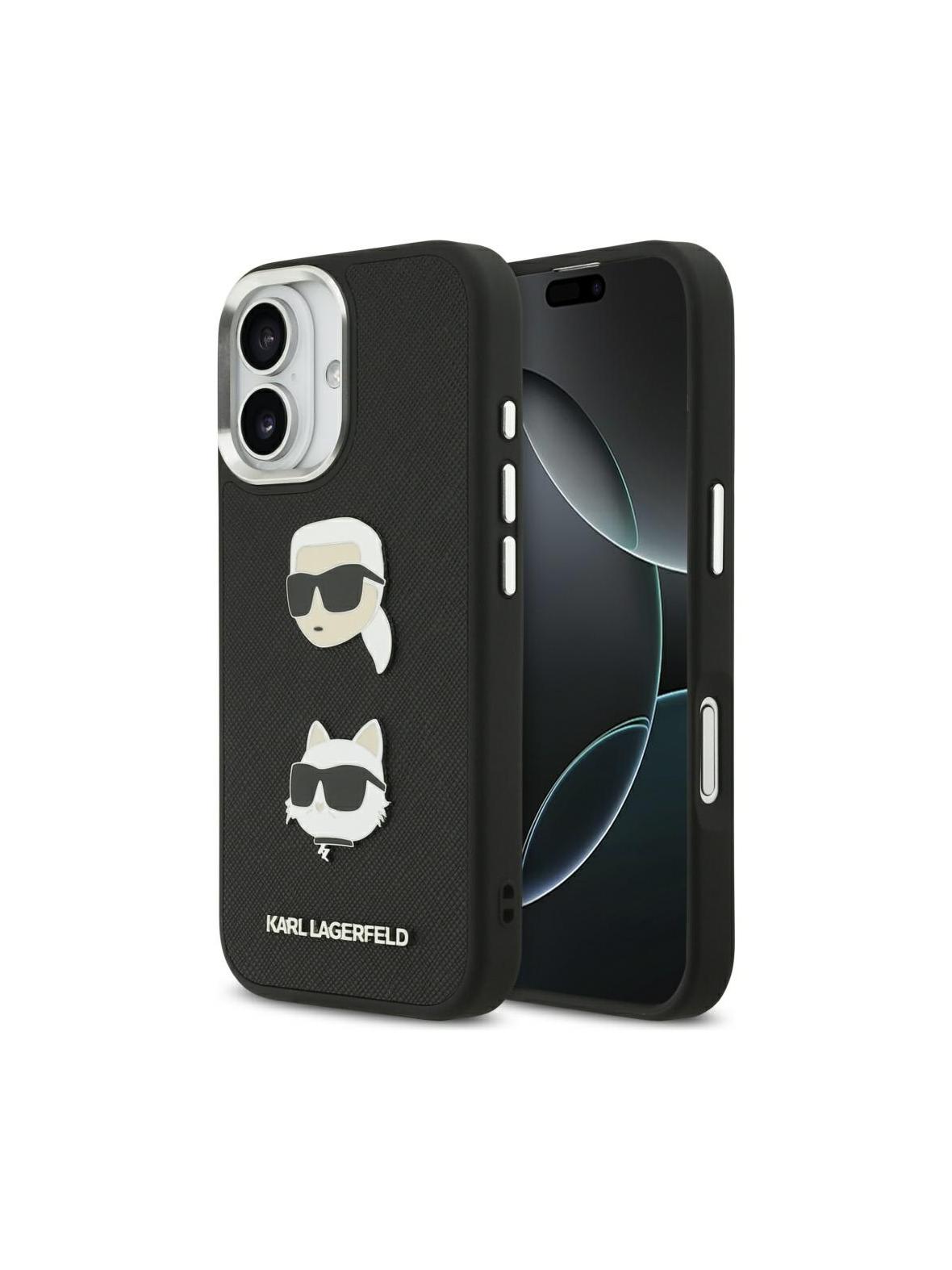 KARL LAGERFELD futerał do IPHONE 17 kompatybilny z MagSafe KLHCP17SPSFDHPOK (FW Grained PU W/ K&C Heads Pins & Logo) czarny