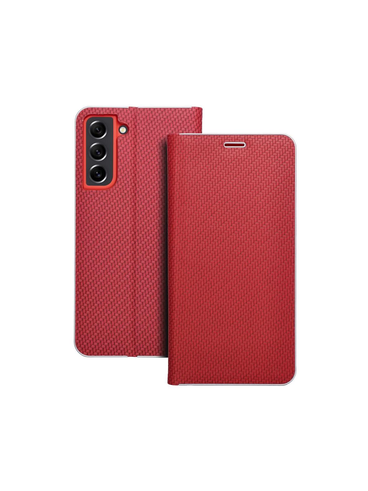 Kabura LUNA Book Carbon do SAMSUNG S21 FE czerwony