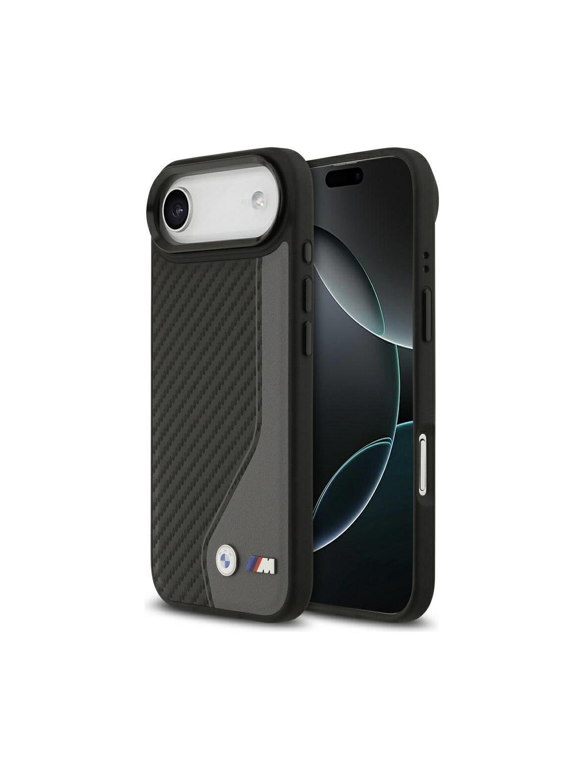 BMW futerał do IPHONE 17 Air kompatybilny z MagSafe BMHMP17M25PCCSCAK (PU Carbon Logo) anthracite