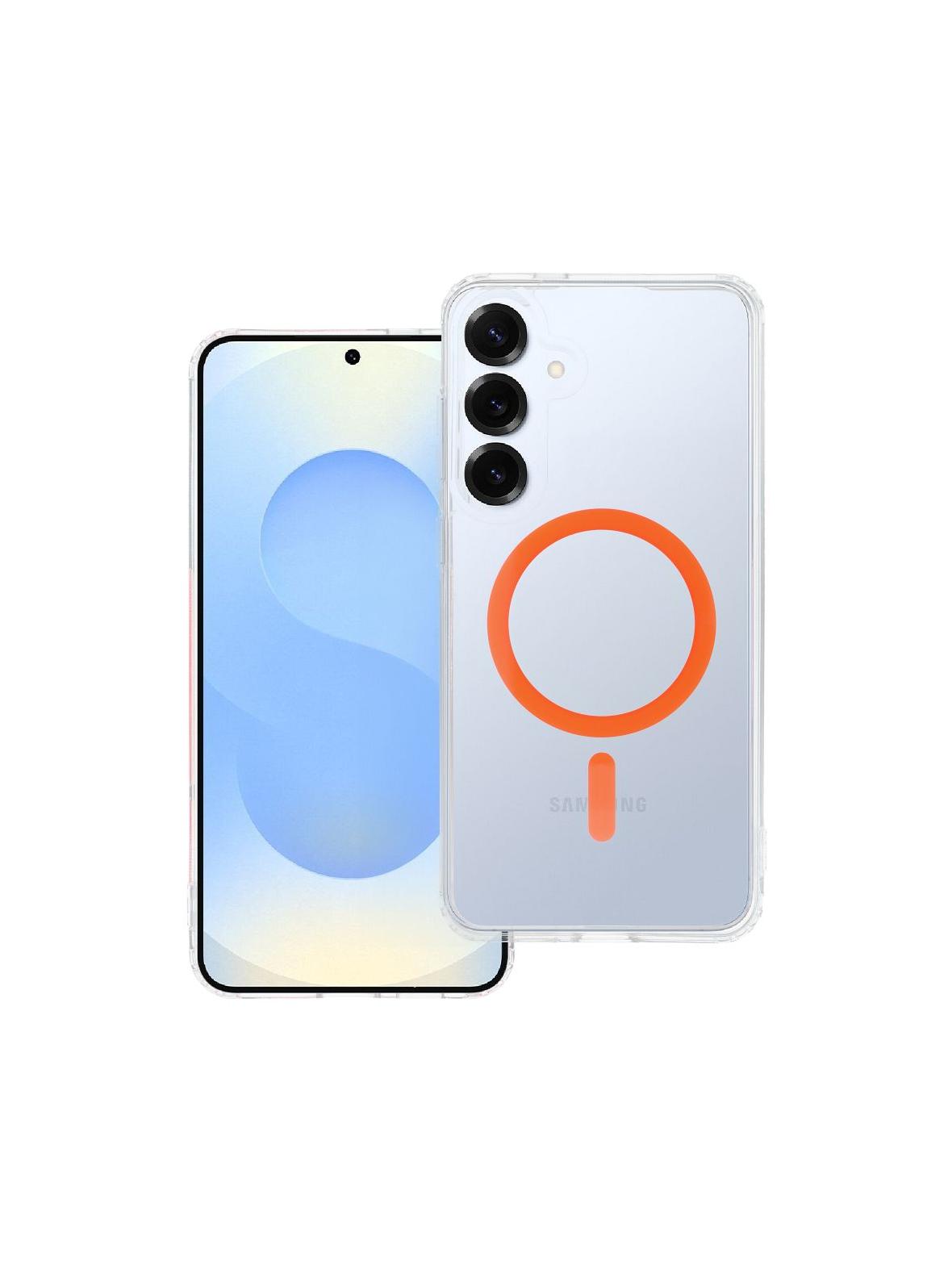 Drop Glue Colorful Ring Mag Cover kompatybilny z MagSafe pasuje do SAMSUNG S25 PLUS pomarańczowy