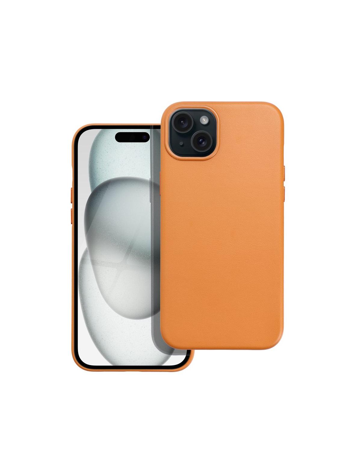 Futerał LEATHER MAG COVER kompatybilny z MagSafe do IPHONE 15 Plus pomarańczowy