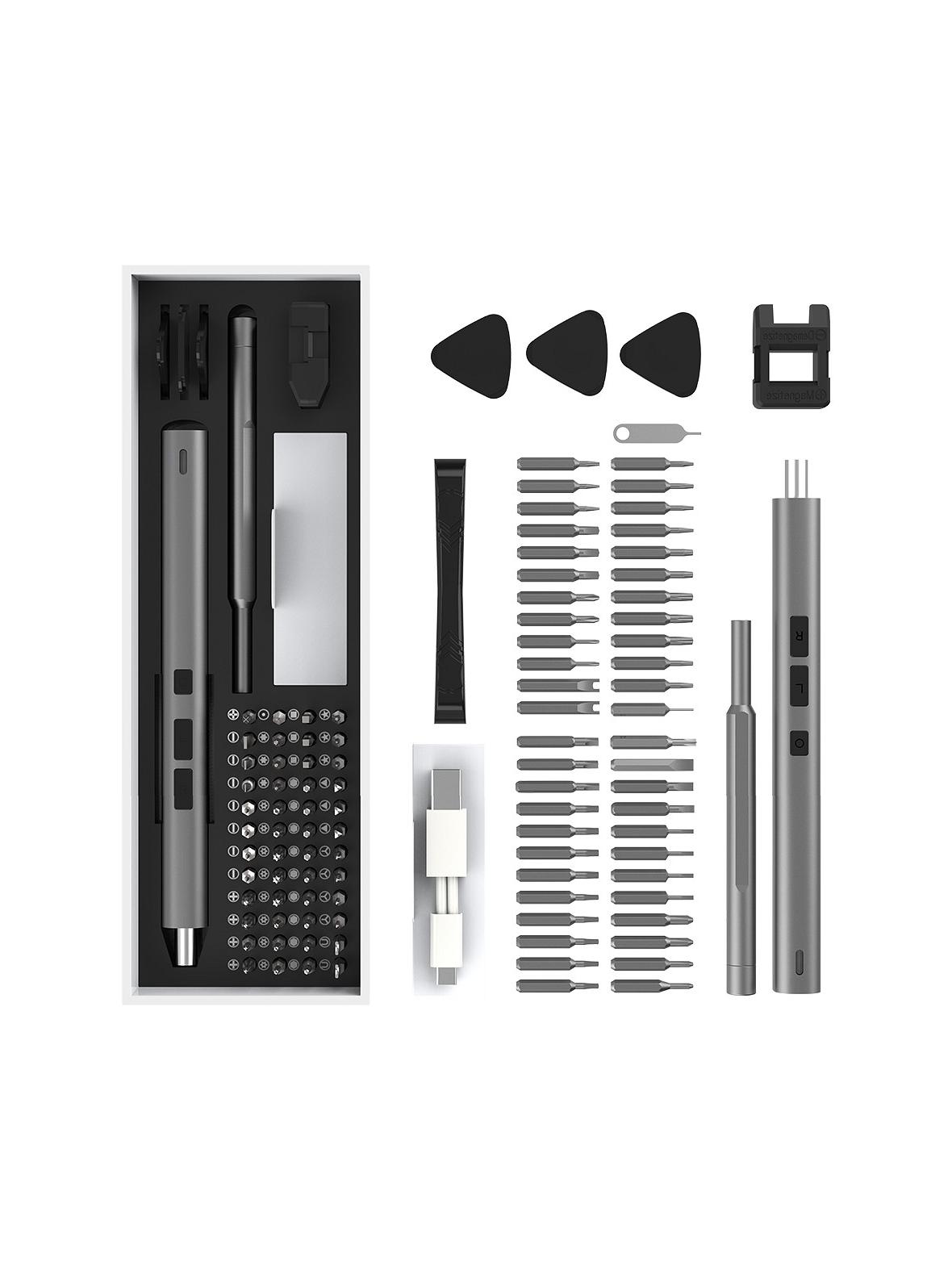 UF-TOOLS - Wkrętak elektryczny z wymiennymi bitami, magnetyzerem i wkrętakiem ręcznym 57w1