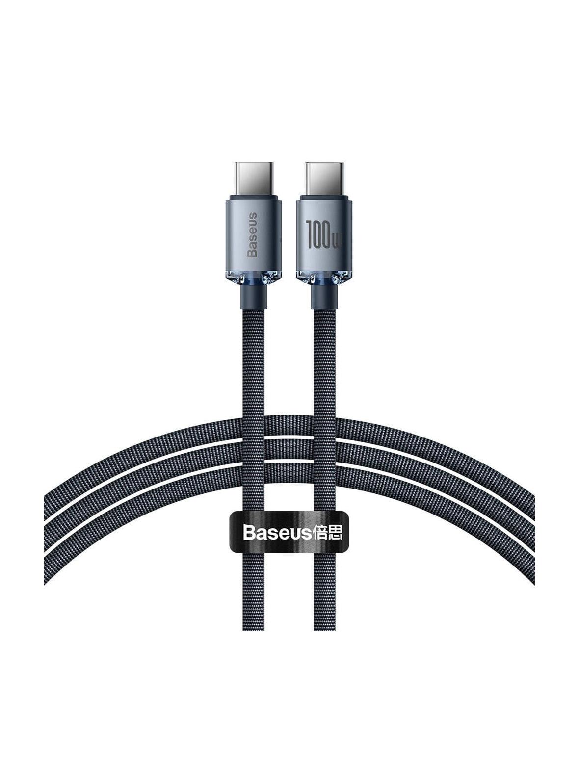 Kabel USB C do USB C Baseus PD 100W Crystal Shine 1,2 m CAJY000601 czarny