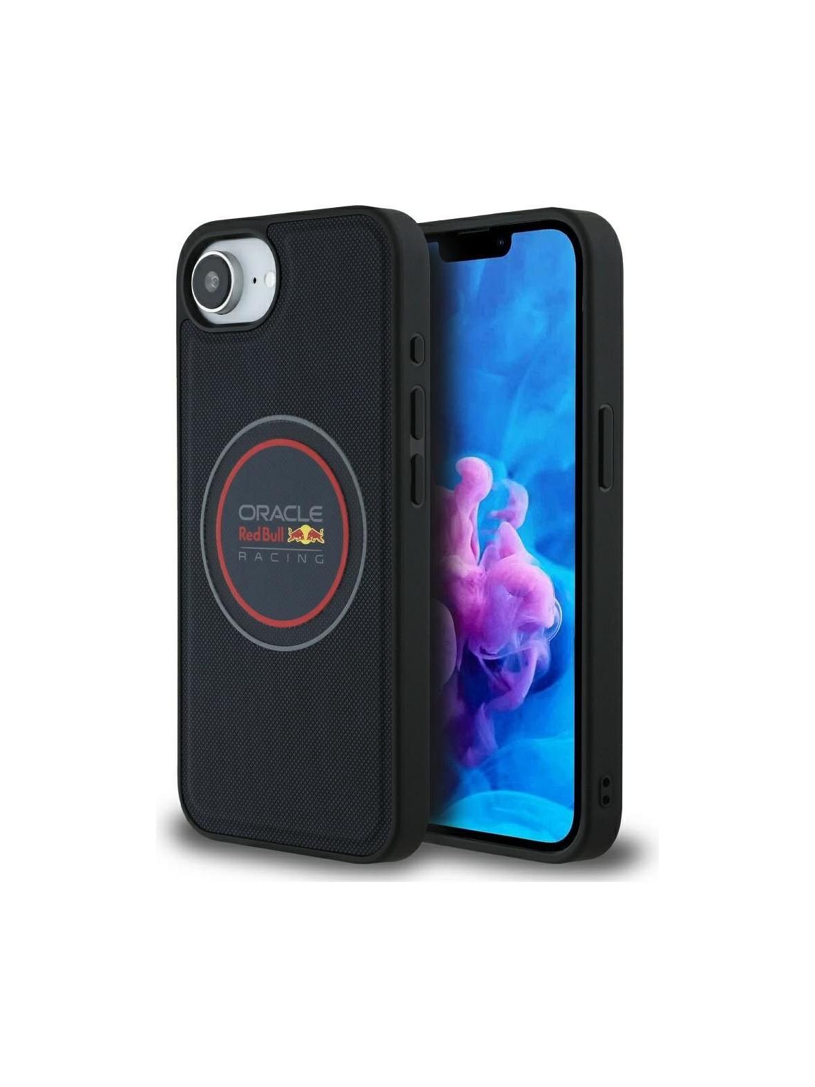 RED BULL futerał do IPHONE 16e (SE 4 2025) kompatybilny z MagSafe RBHMPSE424PUMEVR (Meshed PU Logo and Red Ring) granatowy