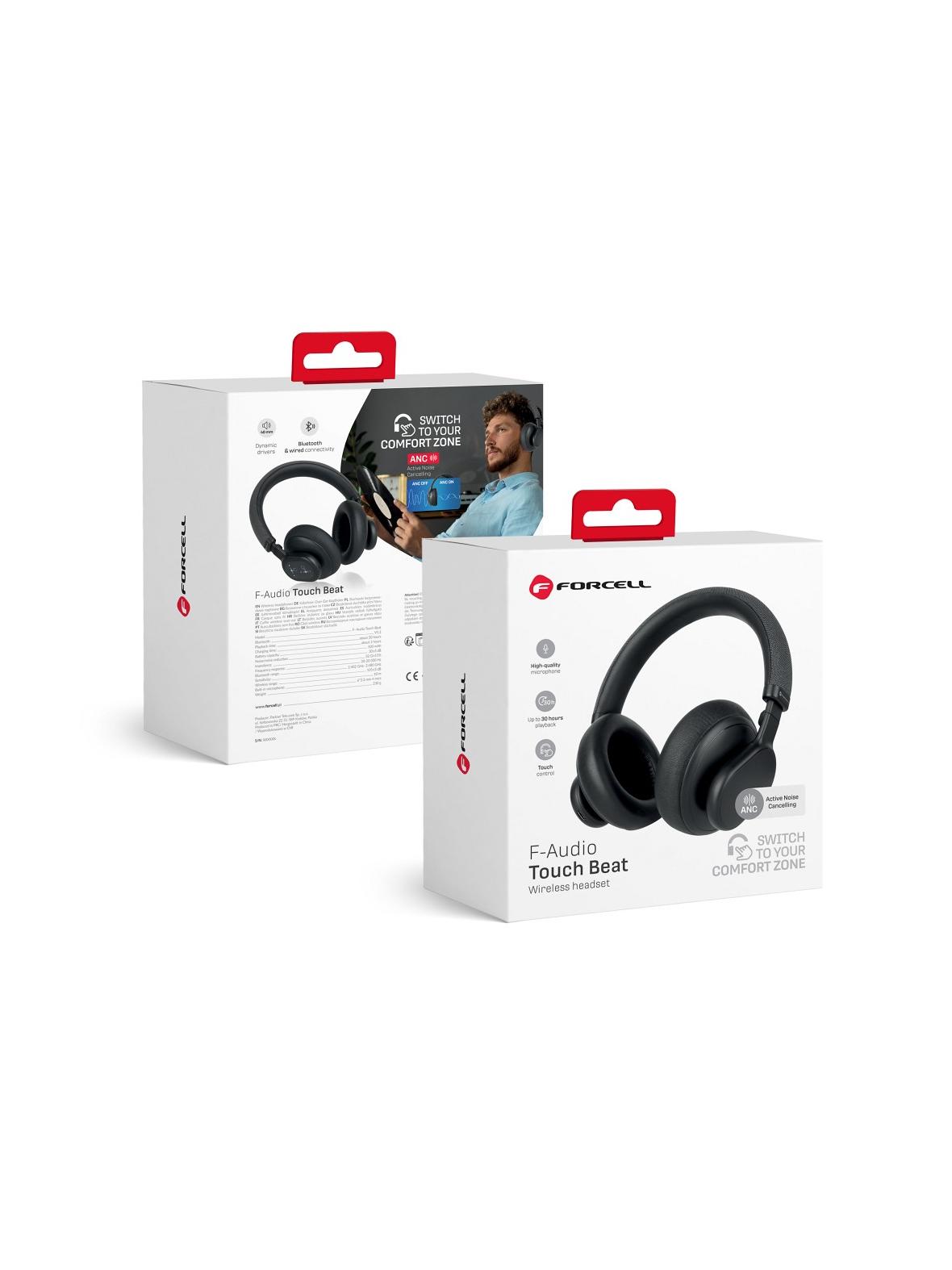 Słuchawki bezprzewodowe nauszne Forcell F-Audio Touch Beat ANC czarne