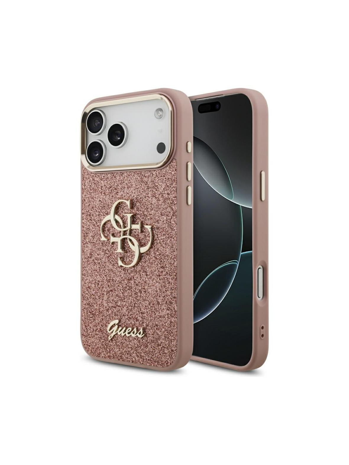 GUESS futerał do IPHONE 17 Pro Max GUHCP17XHG4SGCP (Fixed Glitter Big 4G Metal Frame) różowy