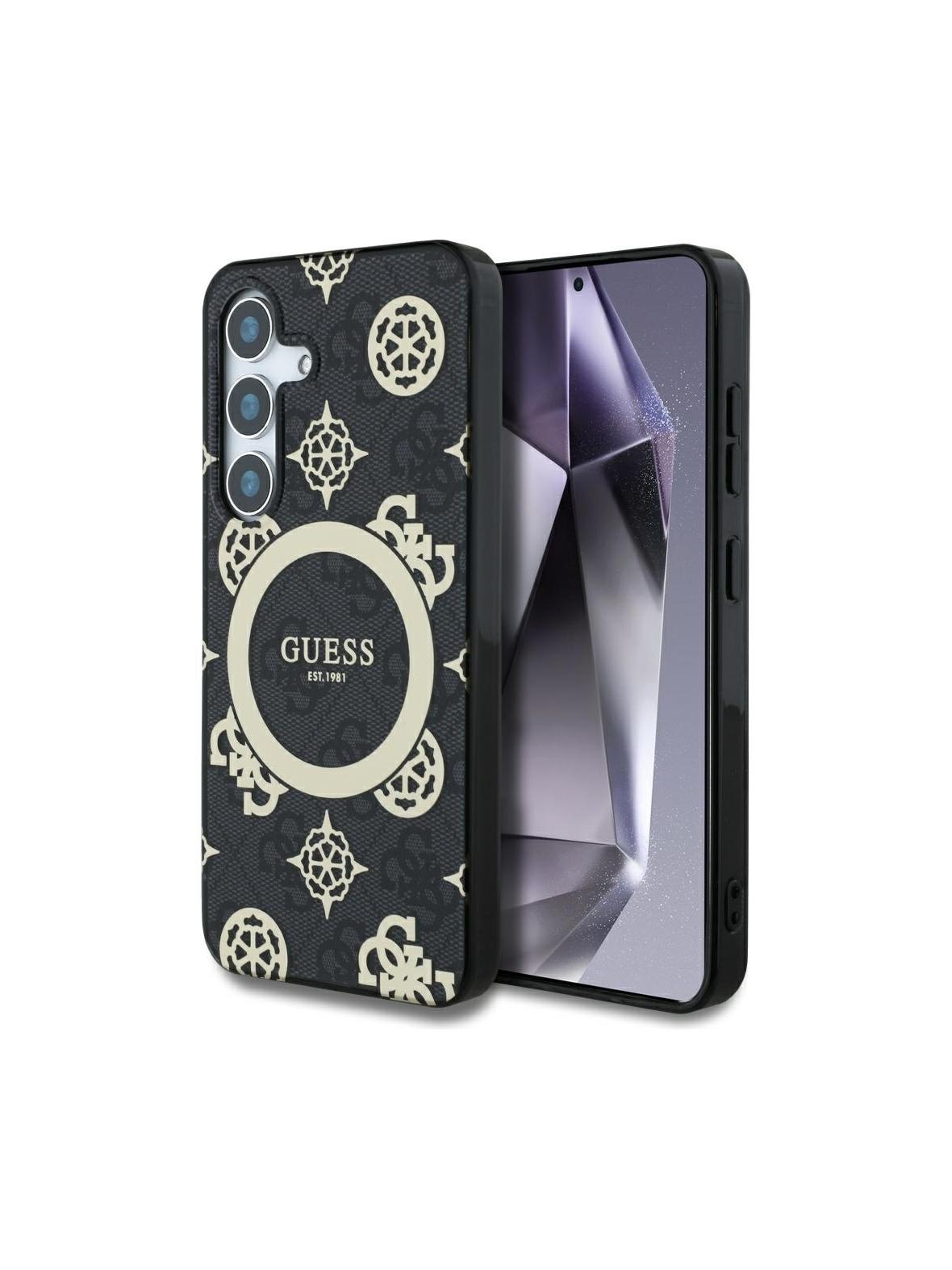 GUESS futerał do SAMSUNG S25 GUHMS25SH4PYEEK (Magnetic IML Peony on 4G Background) czarny