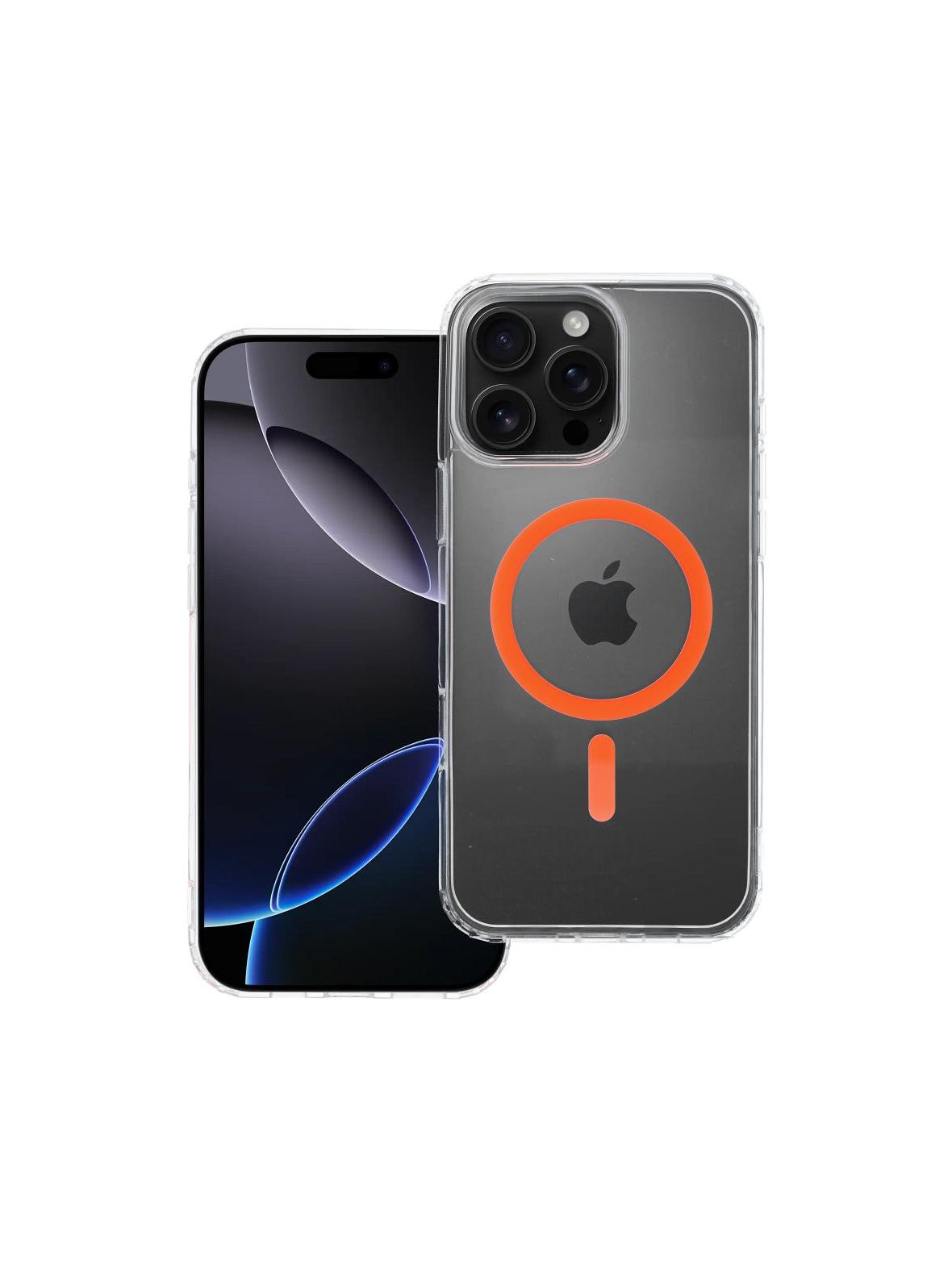 Drop Glue Colorful Ring Mag Cover kompatybilny z MagSafe pasuje do IPHONE 16 PRO MAX pomarańczowy