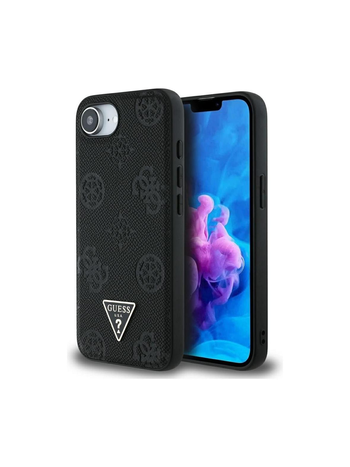 GUESS futerał do IPHONE 16e (SE 4 2025) kompatybilny z MagSafe GUHMPSE4PGBTMK (Grained PU Hot Stamp Peony Triangle Logo) czarny