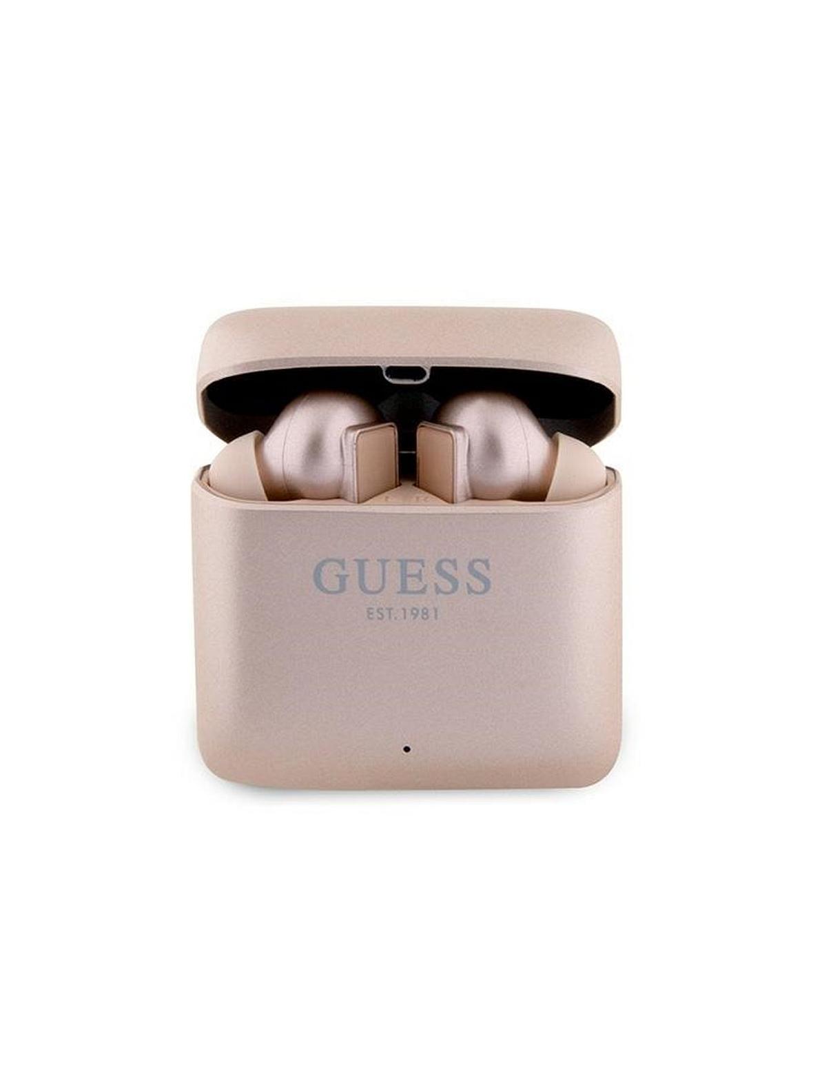 GUESS słuchawki bezprzewodowe bluetooth TWS + stacja dokująca GUTWSSU20ALEGP (Printed Logo) złoty róż