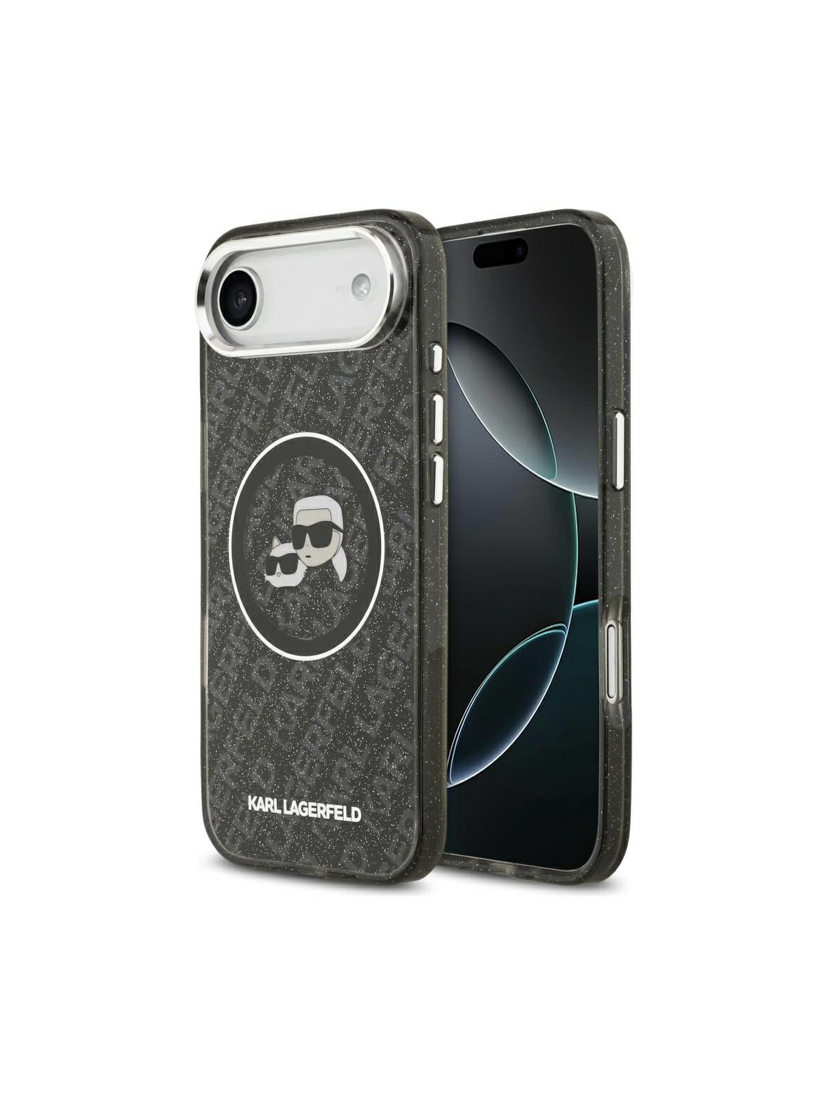 KARL LAGERFELD futerał do IPHONE 17 Air kompatybilny z MagSafe KLHMP17MHMKBKCHOK (IML Glitter K&C Heads Logo) czarny