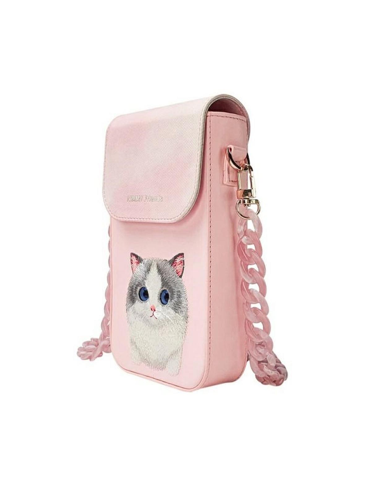 NIMMY zestaw 3w1 torebka na telefon + protfel + etui na lokalizator BIG EYED PET 2.0 Cat różowy