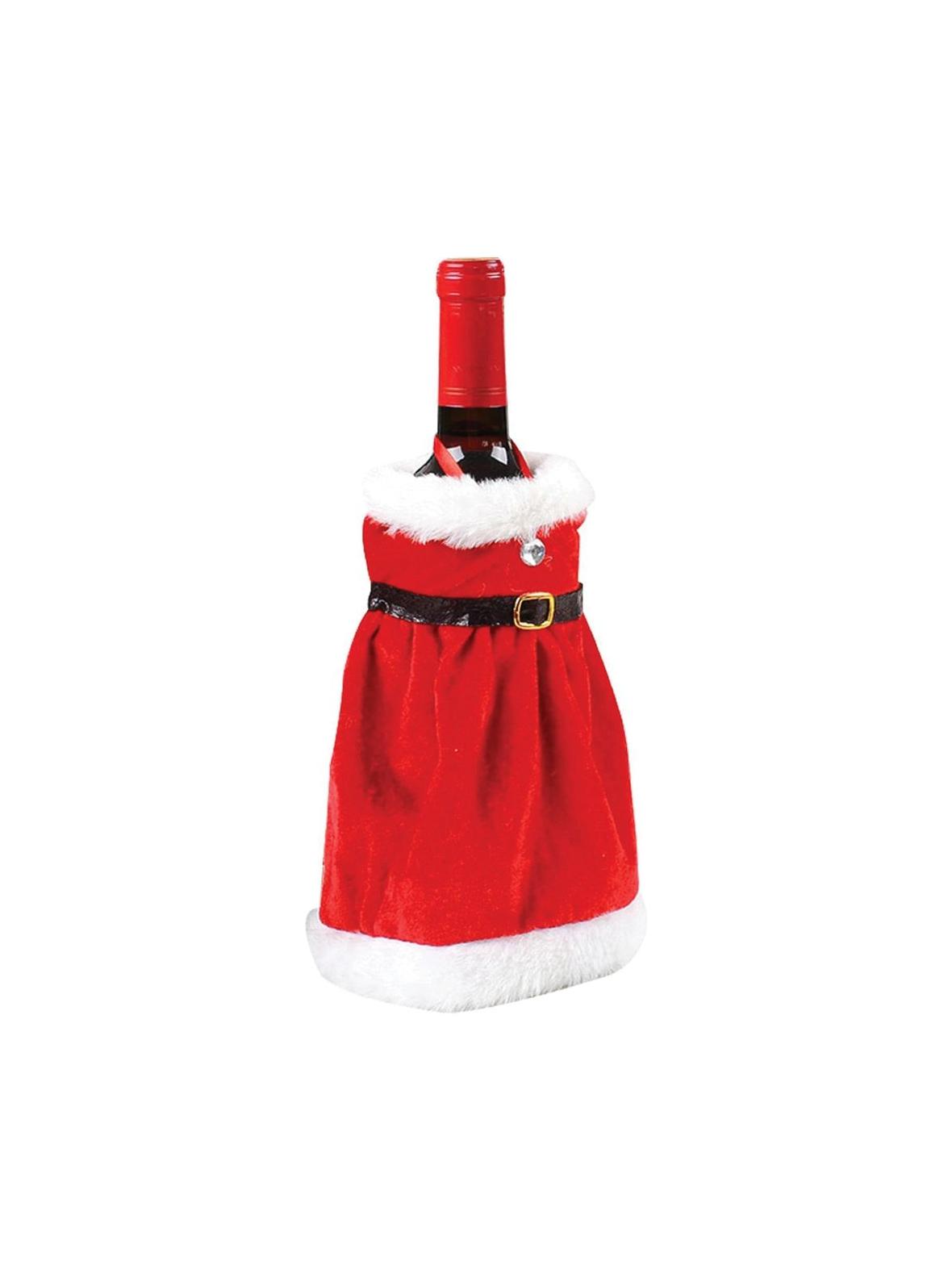 Świąteczny pokrowiec ubranko na butelkę wzór "Świąteczna sukienka" RC-K-301 multikolor