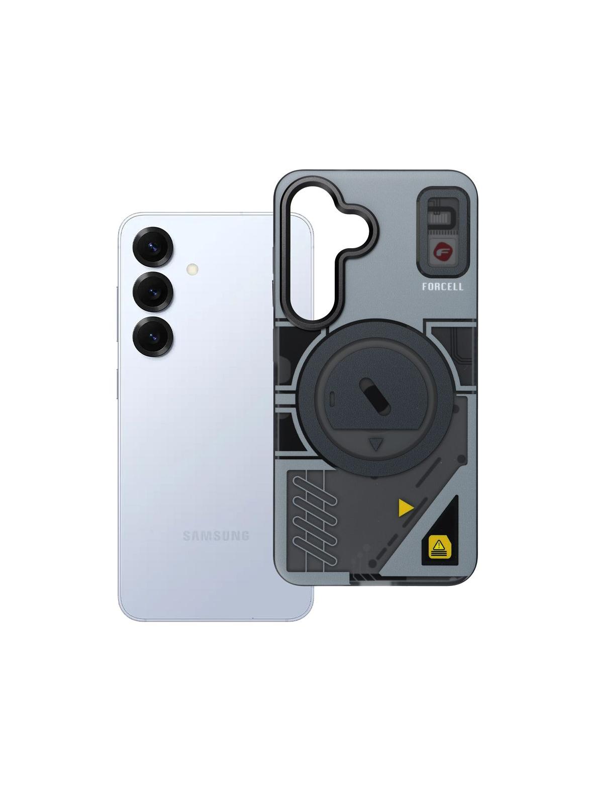 Etui na Samsung S25 Forcell F-Protect Levels Dual Layer 4D technology zgodny z MagSafe Military Drop-Test cyber grey