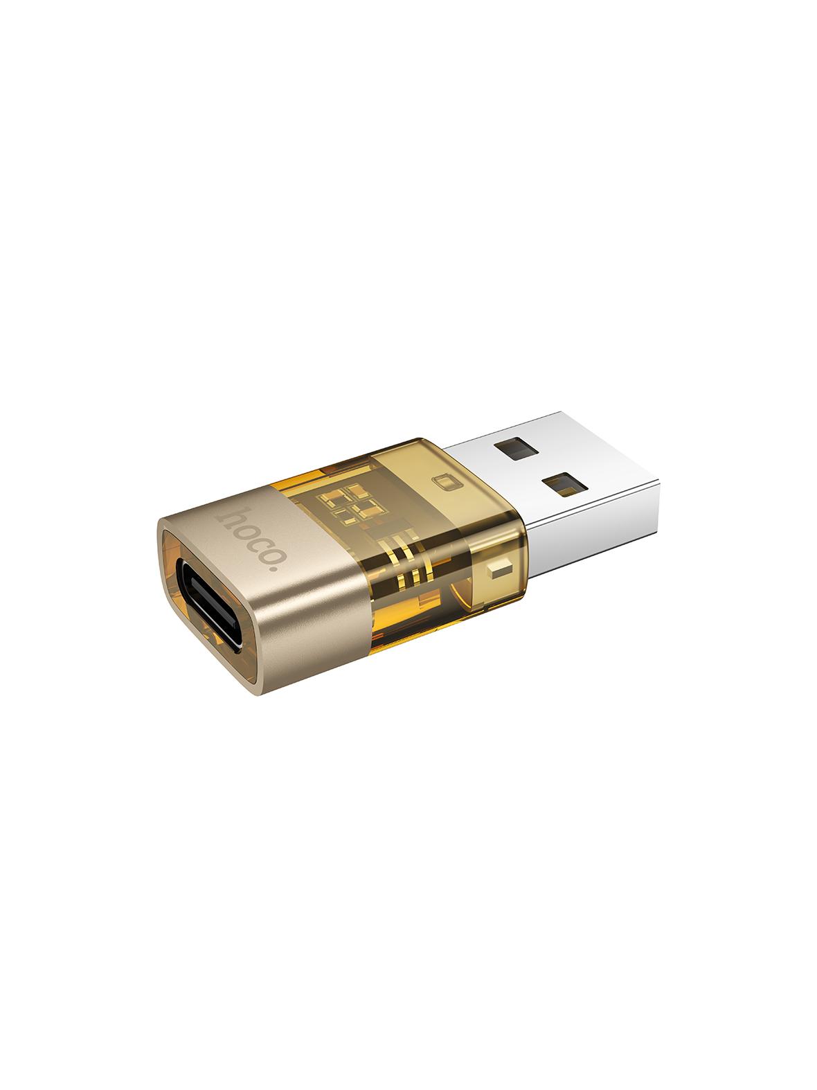Adapter USB A do USB C Hoco UA36C złoty