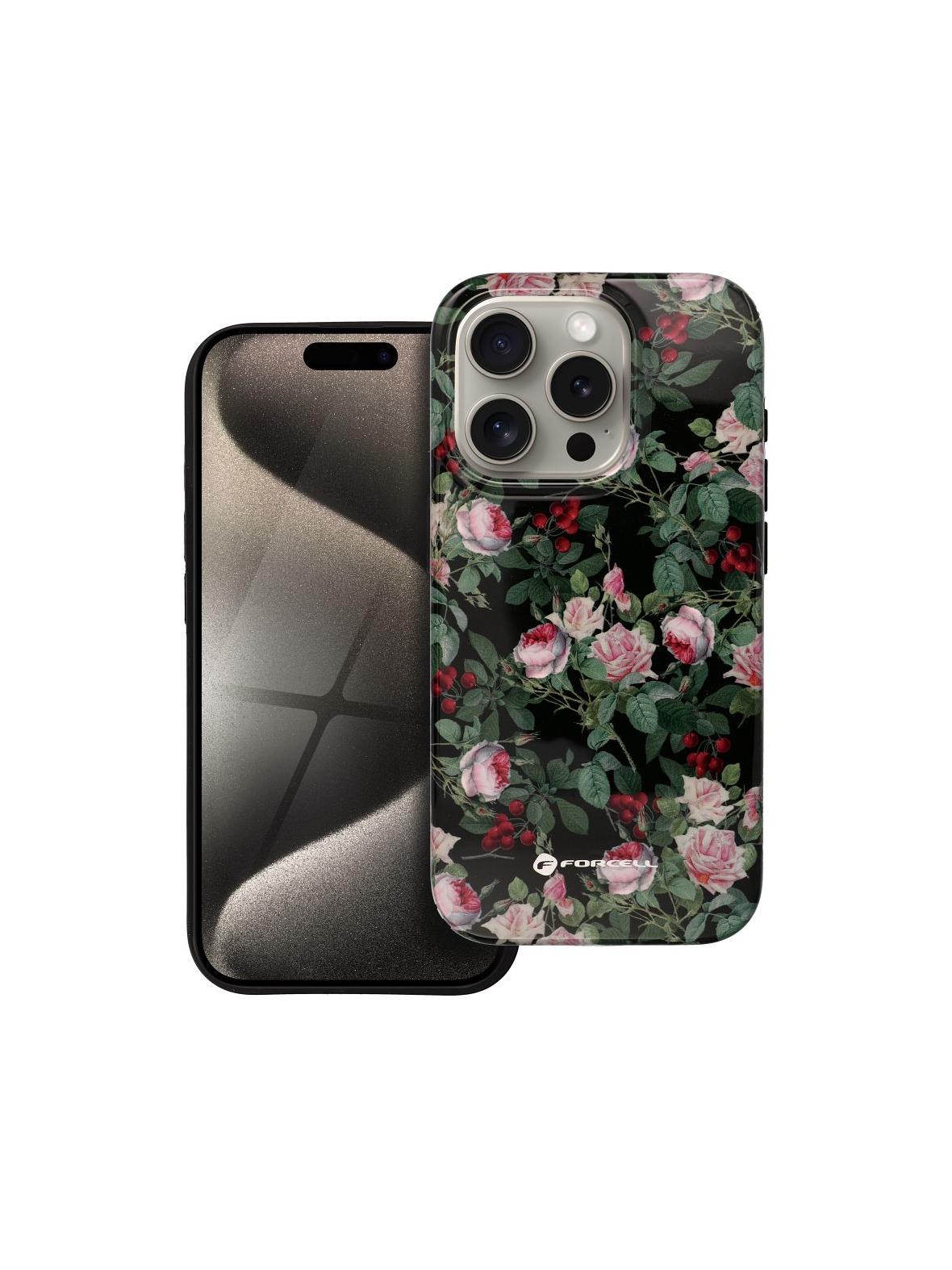 Etui na iPhone 15 PRO Forcell F-Protect Mirage zgodny z MagSafe Military Drop-Test rose drama