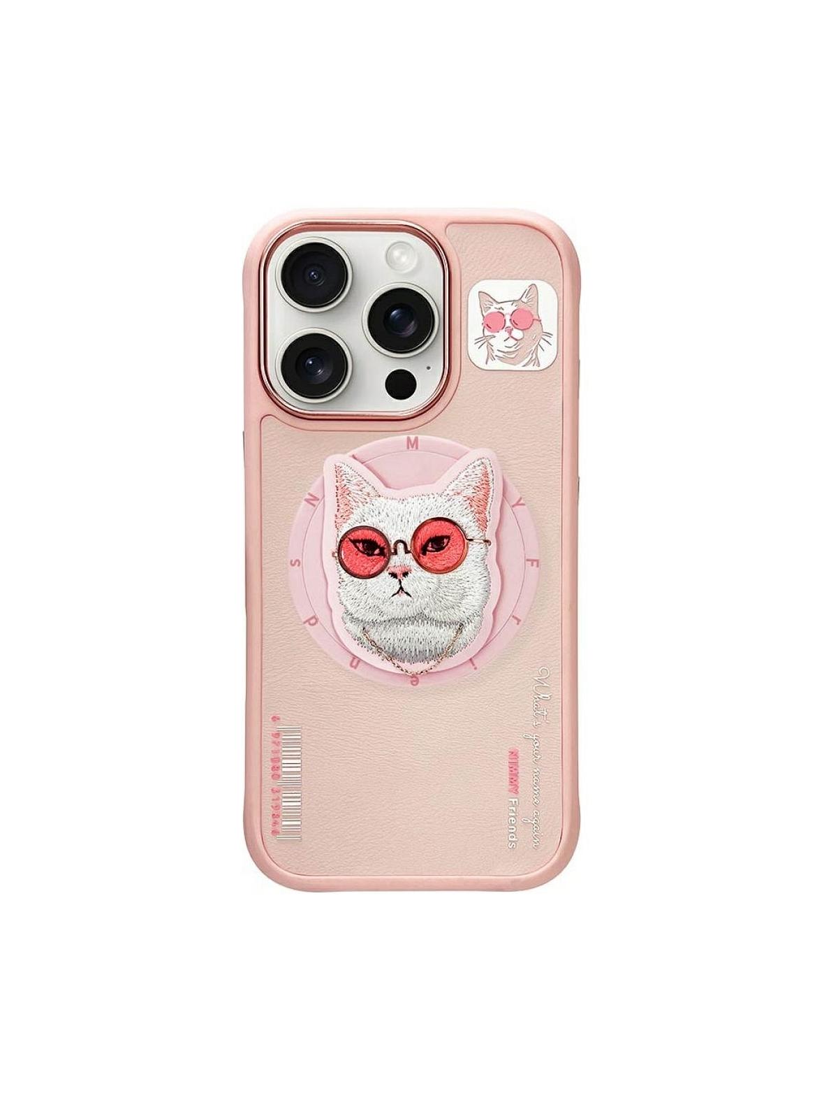 NIMMY futerał GLASSES COOL CAT kompatybilny z MagSafe do IPHONE 16 Pro Max różowy